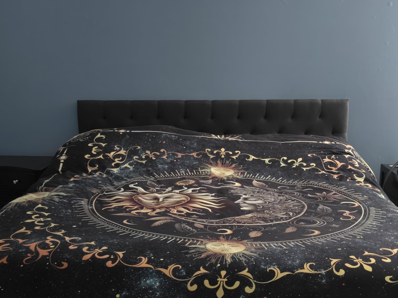 Lucid Mid-Rise Upholstered Headboard - Diamond Tufted - Padded Polyester - Adjustable Height from 34 to 46 in - Easy Assembly - Bed Frame or Wall Mount - Sturdy - Stone - King / Cal King Size customer photo 2