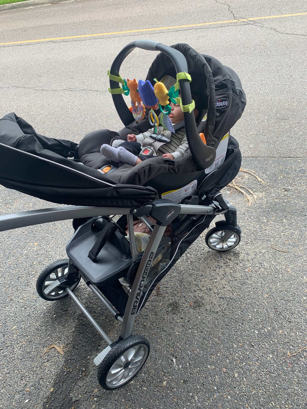 Chicco BravoFor2 Double Stroller for Infant and Toddler, Sit or Stand, Iron/Black, baby stroller with 5-point harness, Chicco car seat compatible, toddler standing platform, one-hand fold customer photo 1