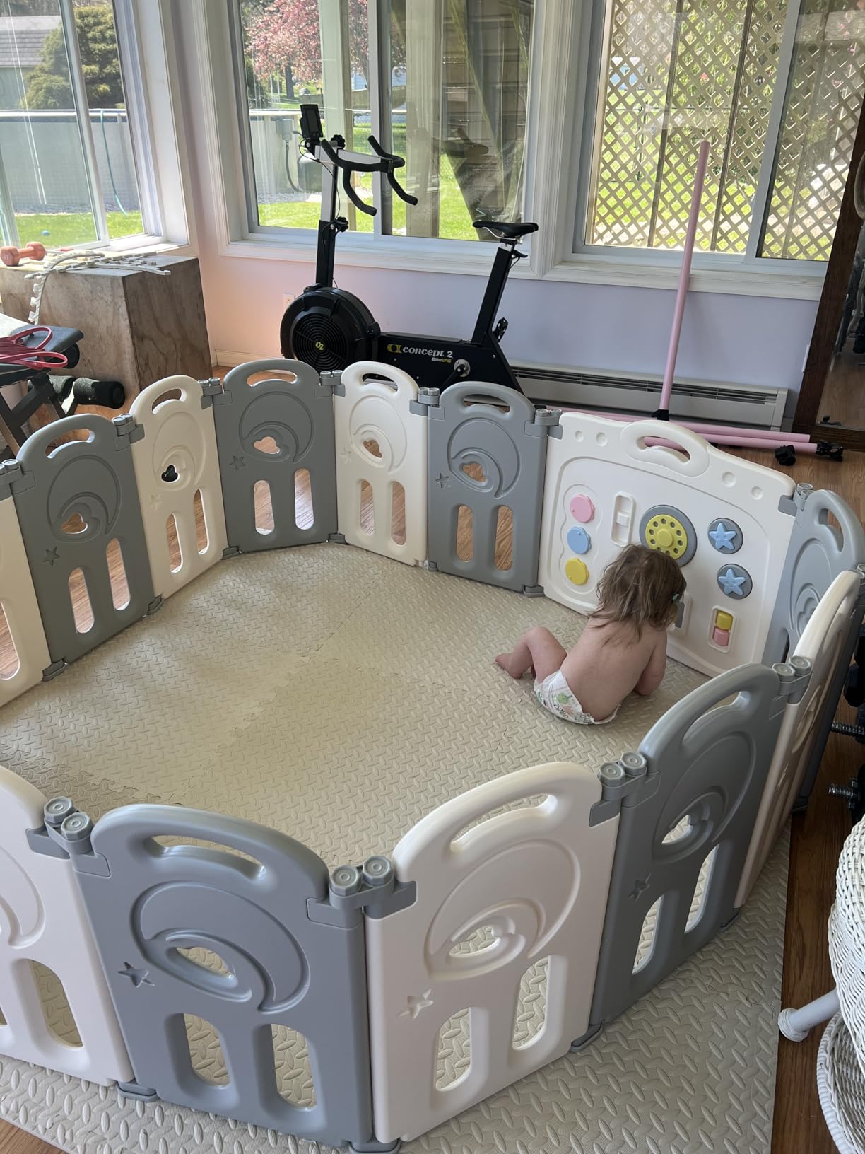 Fortella Cloud Castle Large 14-Panel Baby Playpen for Toddlers, Multicolor | Foldable Safety Play Yard Enclosure and Fence Play Area w/ Whiteboard/Activity Wall/Gate for Indoor/Outdoor Use for Ages 1-3 customer photo 1