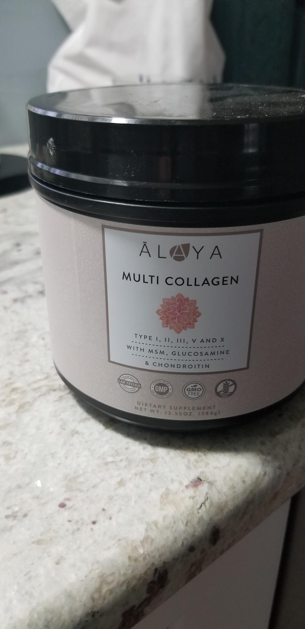 Alaya Multi Collagen Powder - Type I, II, III, V, X Hydrolyzed Collagen Peptides Protein Powder Supplement with MSM + GC (Unflavored) - NSF Certified - (40 Servings) customer photo 2