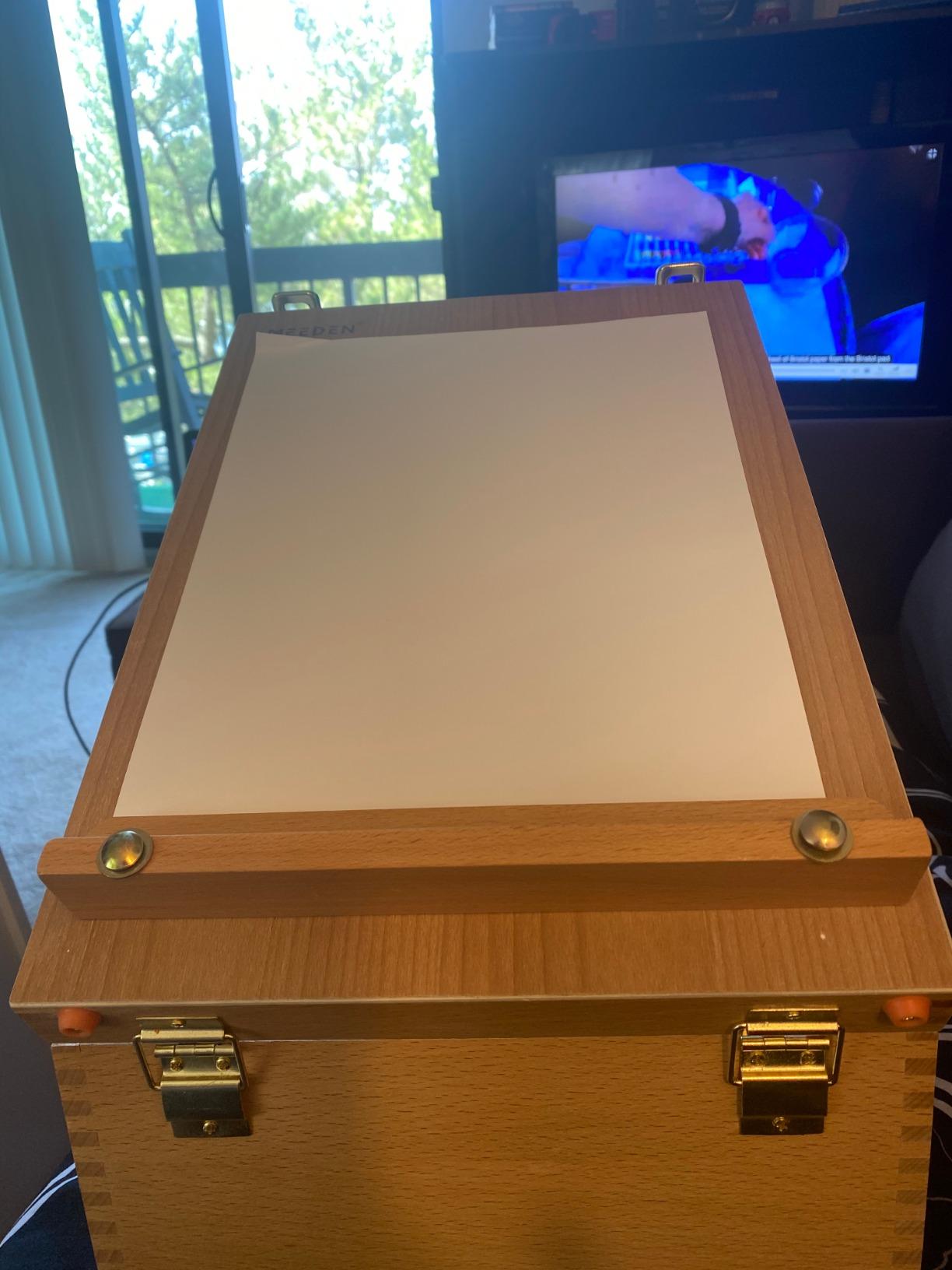 MEEDEN Large Tabletop Easel Sketchbox, Adjustable Solid Beech Wood Desktop Easel Box, Travel Easel for Artists, Table Top easels for Painting, Wooden Art Storage Box for Artist, Adults & Beginners customer photo 2