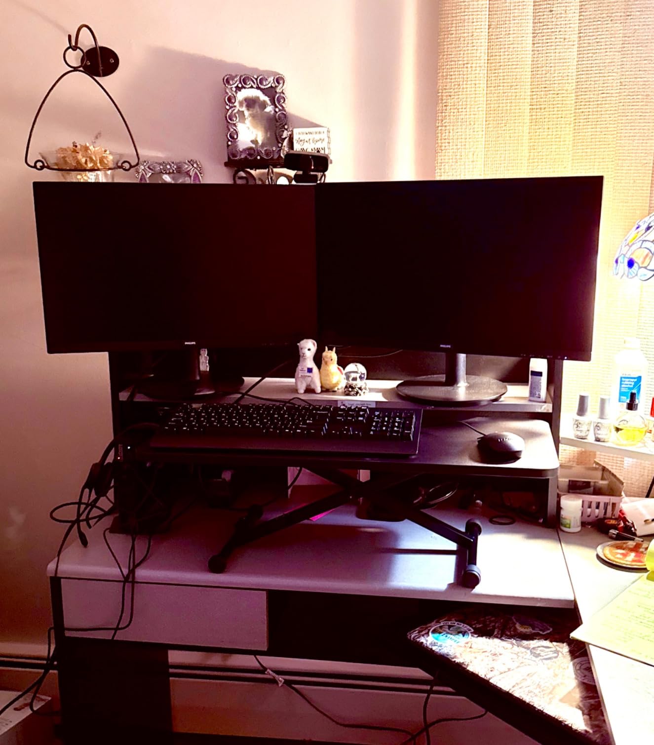 VIVO Black Small Single Top 28 inch Standing Desk Converter, Tabletop Sit to Stand Laptop Riser with Scissor Lift Height Adjustment, DESK-V011F customer photo 2