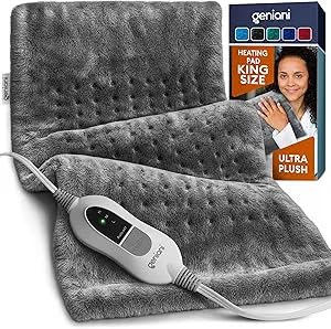 GENIANI Electric Heating Pad for Back Pain & Cramps Relief, 12