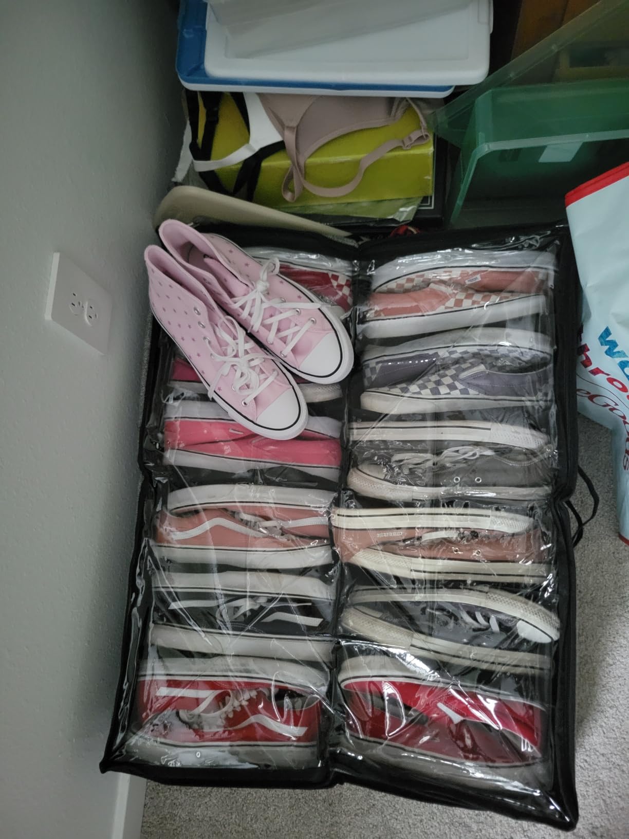 Onlyeasy Sturdy Under Bed Shoe Storage Organizer, Set of 2, Fit 12 to 24 Pairs, Underbed Shoes Closet Storage Solution with Clear Window, Breathable, L29.3 x W23.6 x H5.9, Linen-like Black, MXAUBSB2P customer photo 1