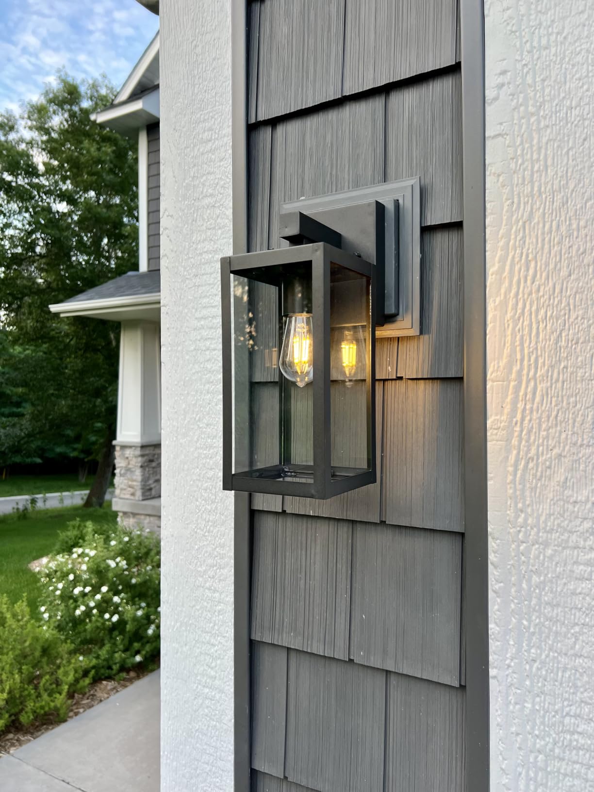 MAXvolador Outdoor Wall Light Fixtures, Exterior Waterproof Wall Lanterns | Black Porch Wall Lights, Anti-Rust, E26 Socket, Clear Glass Outside Wall Mount Sconces, Front Door Lighting for Patio, 2 Pack customer photo 1
