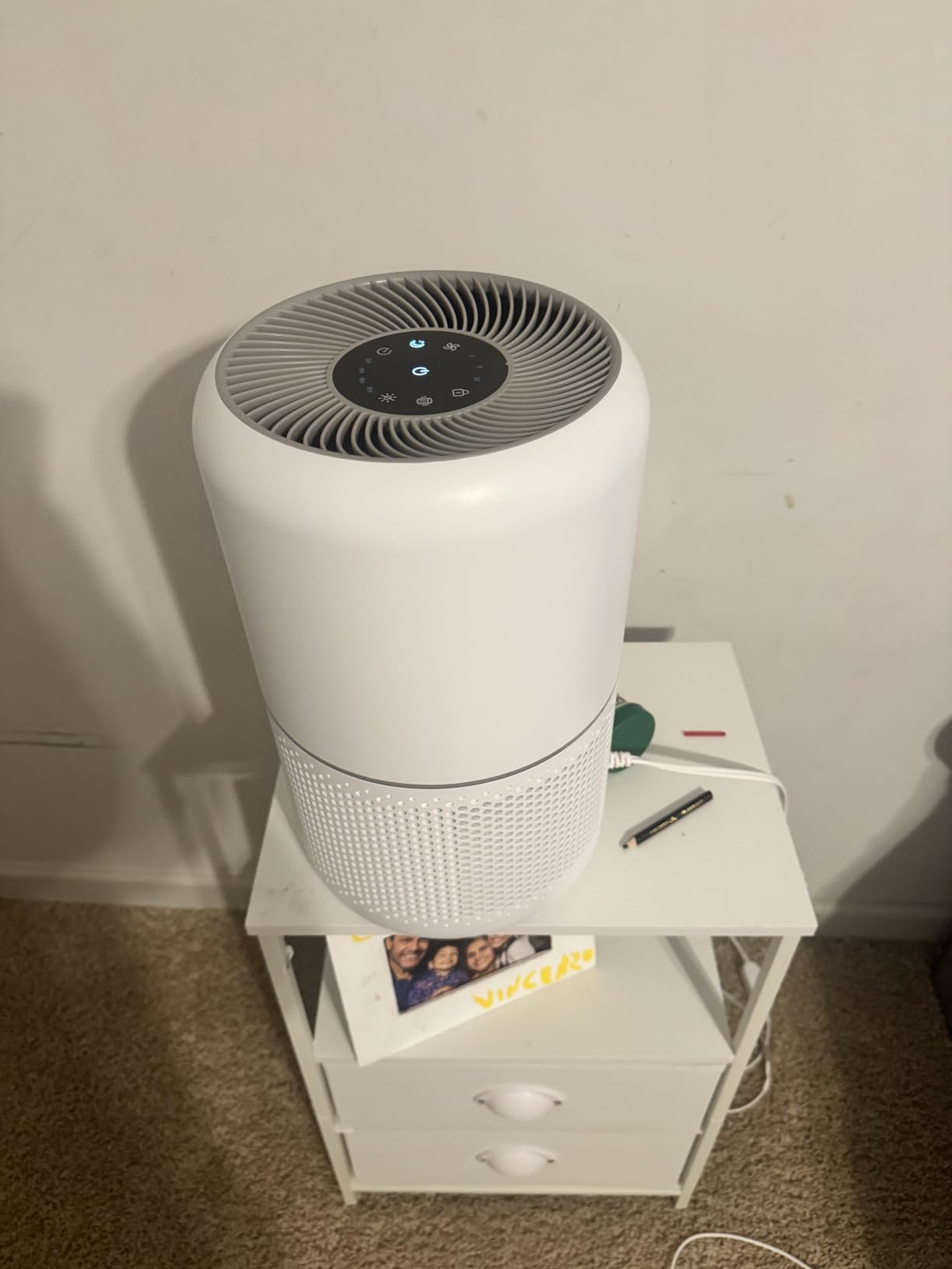 LEVOIT Air Purifier for Home Allergies Pet Hair in Bedroom, Covers Up to 1073 ft² by 56W High Torque Motor, AHAM VERIFIDE, 3-in-1 Filter with HEPA Sleep Mode, Remove Dust Smoke Odor, Core300-P, White customer photo 2