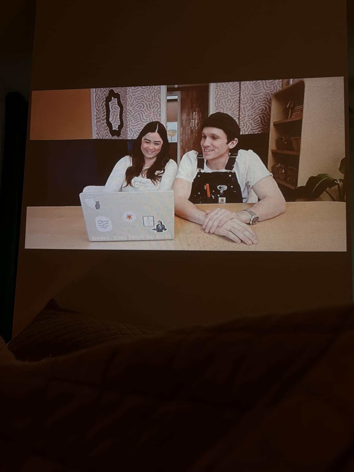 PANSEBA 1080P Mini Projector with Screen, Portable Home Theater Movie Projector with Two-Way Bluetooth customer photo 1