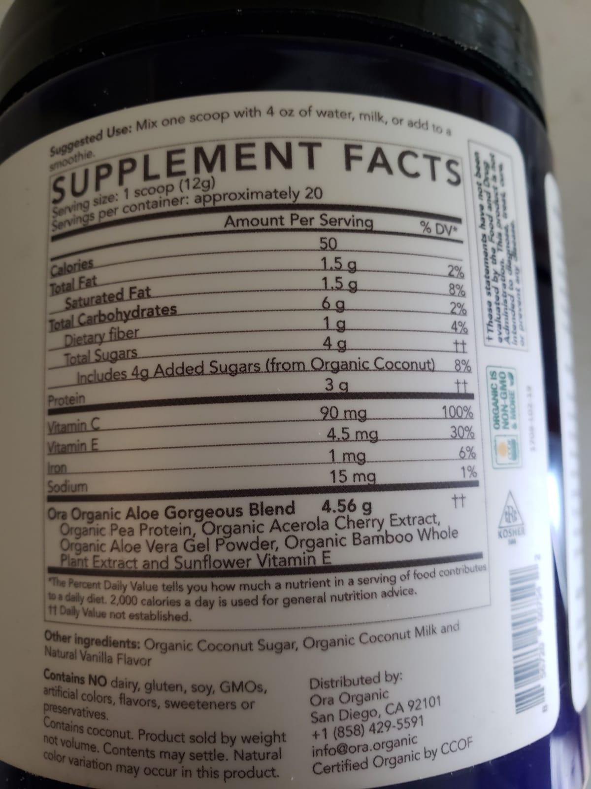 Ora Organic Vegan Collagen-Boosting Powder for Women and Men - Hair, Skin, & Nails Support - Bamboo Silica, Plant-Based Protein, Organic Vitamin C, Aloe Vera - Vanilla Flavor, 20 Servings customer photo 1