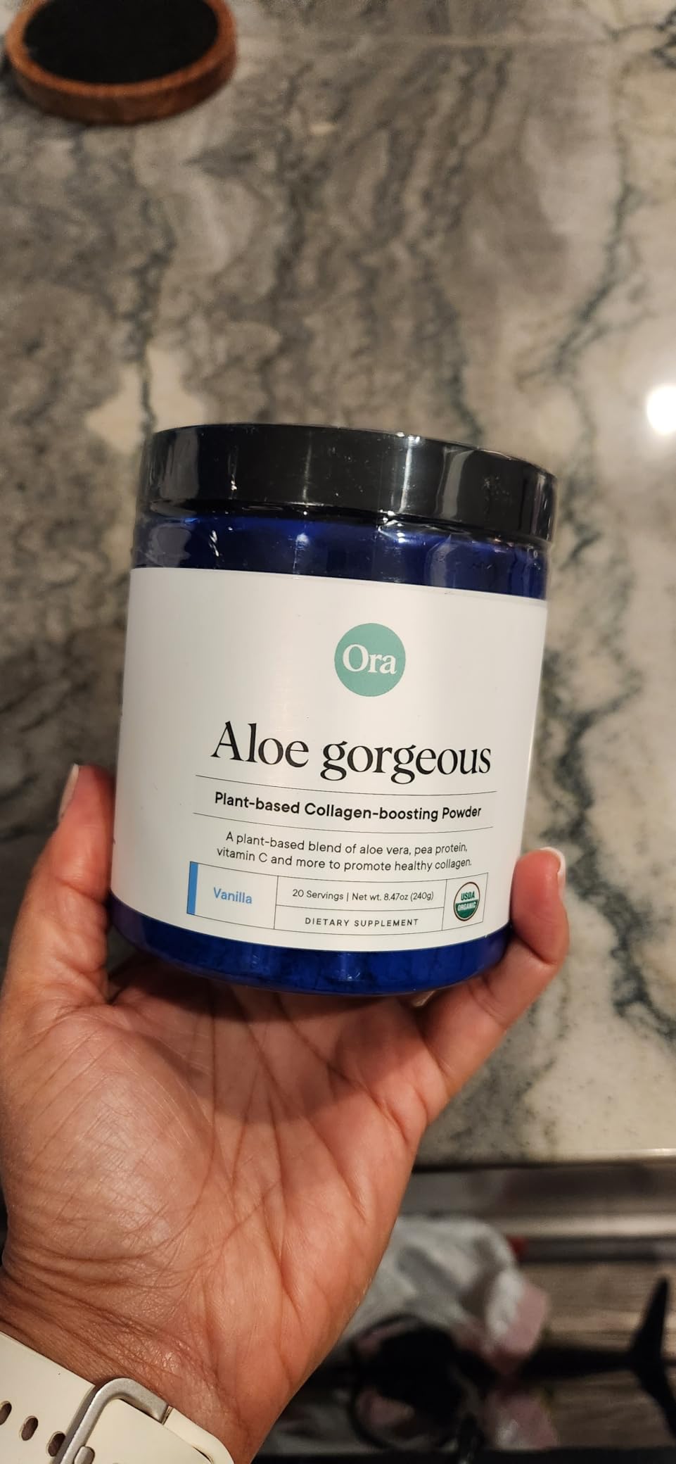 Ora Organic Vegan Collagen-Boosting Powder for Women and Men - Hair, Skin, & Nails Support - Bamboo Silica, Plant-Based Protein, Organic Vitamin C, Aloe Vera - Vanilla Flavor, 20 Servings customer photo 2