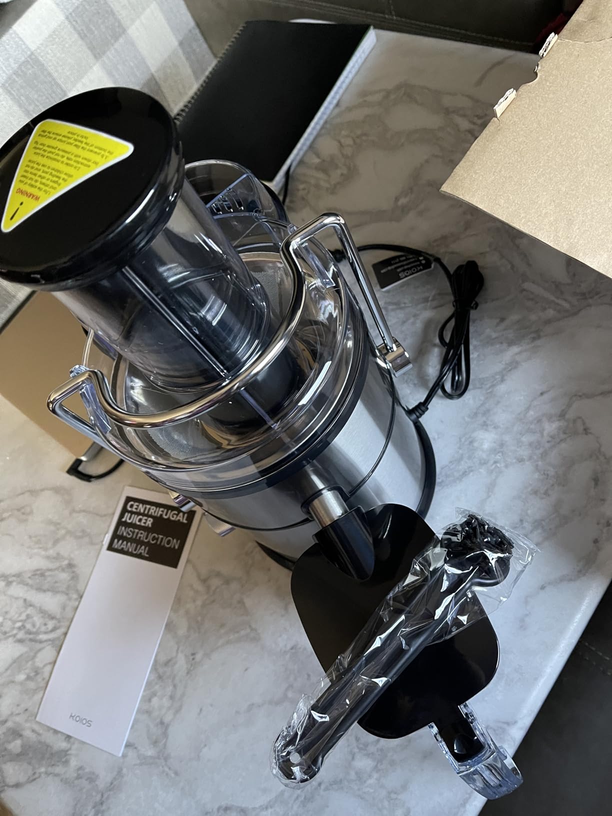 KOIOS 1300W Centrifugal Juicer Machines, High Juice Yield Juice Extractor with 3 inch Wide Feed Chute, Full Copper Motor & Titanium-Plated Filter, Easy Clean, 3 Speeds, BPA Free, Stainless Steel customer photo 1