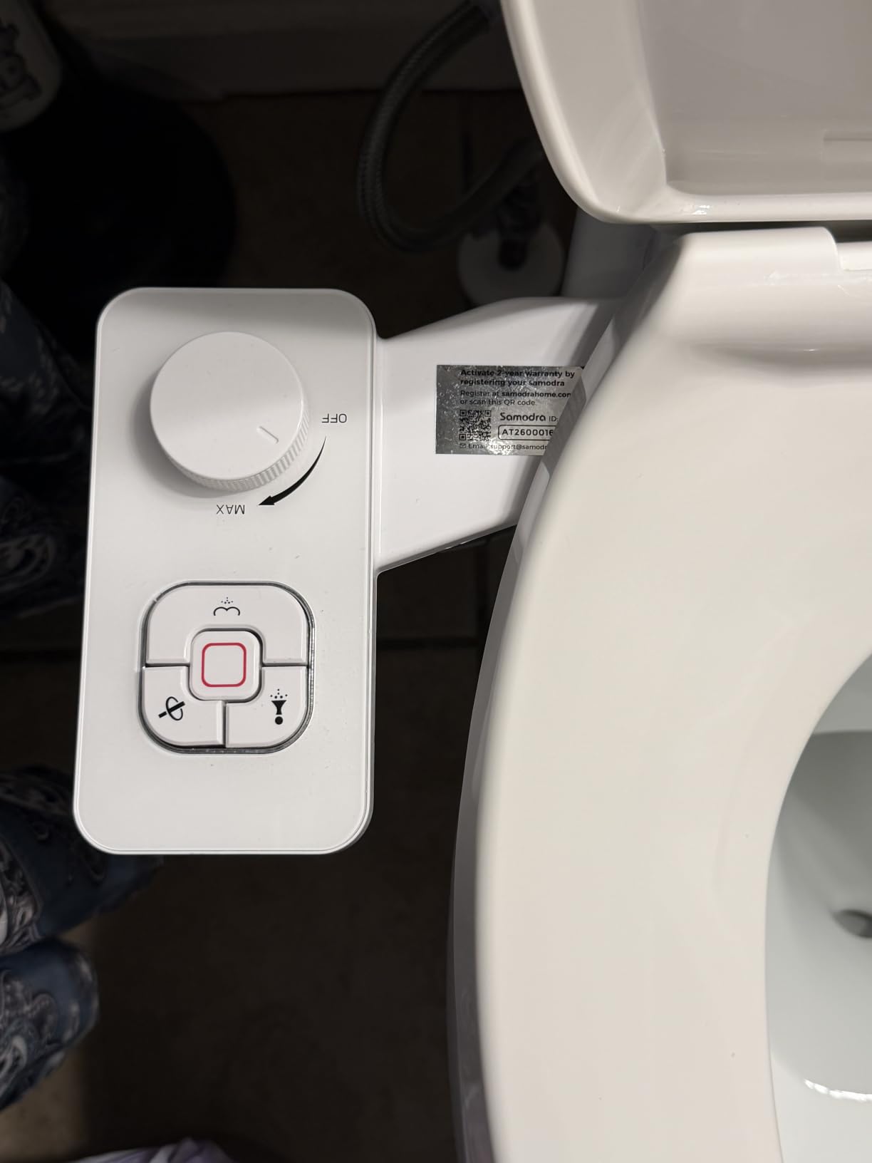 SAMODRA Bidet Attachment, Non-Electric Cold Water Bidet Toilet Seat Attachment with Pressure Controls, Retractable Self-Cleaning Dual Nozzles for Frontal & Rear Wash - Black customer photo 2