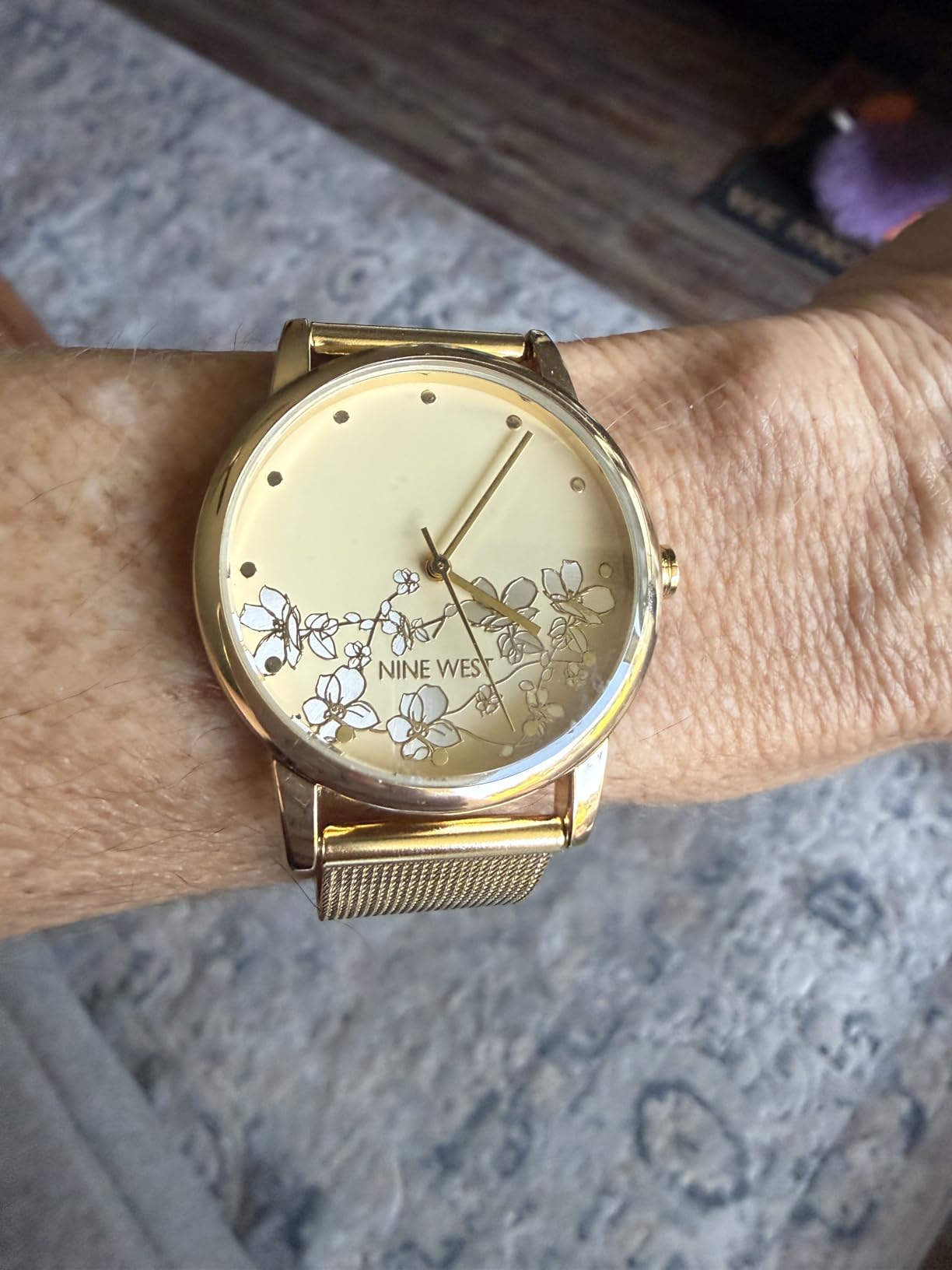Nine West Women's Floral Dial Mesh Bracelet Watch customer photo 2