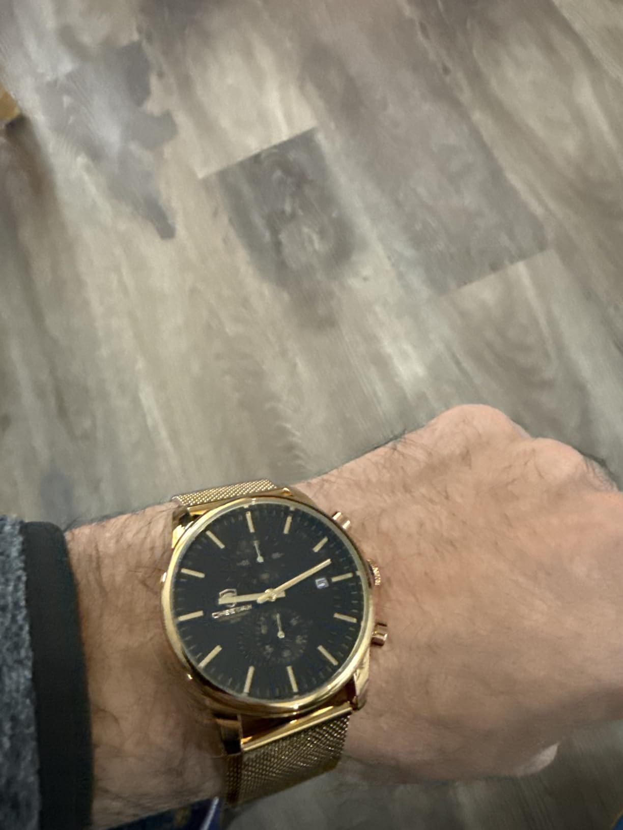 GOLDEN HOUR Mens Watch Fashion Sleek Minimalist Quartz Analog Mesh Stainless Steel Waterproof Chronograph Watches for Men with Auto Date customer photo 1