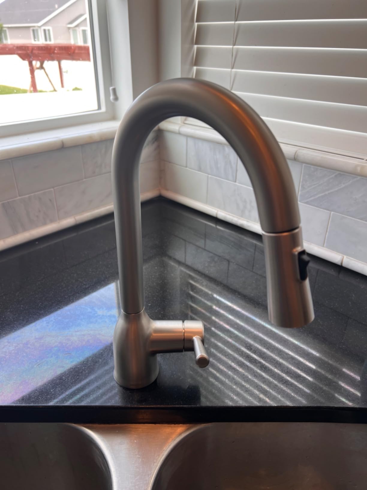 Moen Adler Spot Resist Stainless One-Handle High Arc Pulldown Kitchen Faucet with Power Clean, 87233SRS customer photo 1