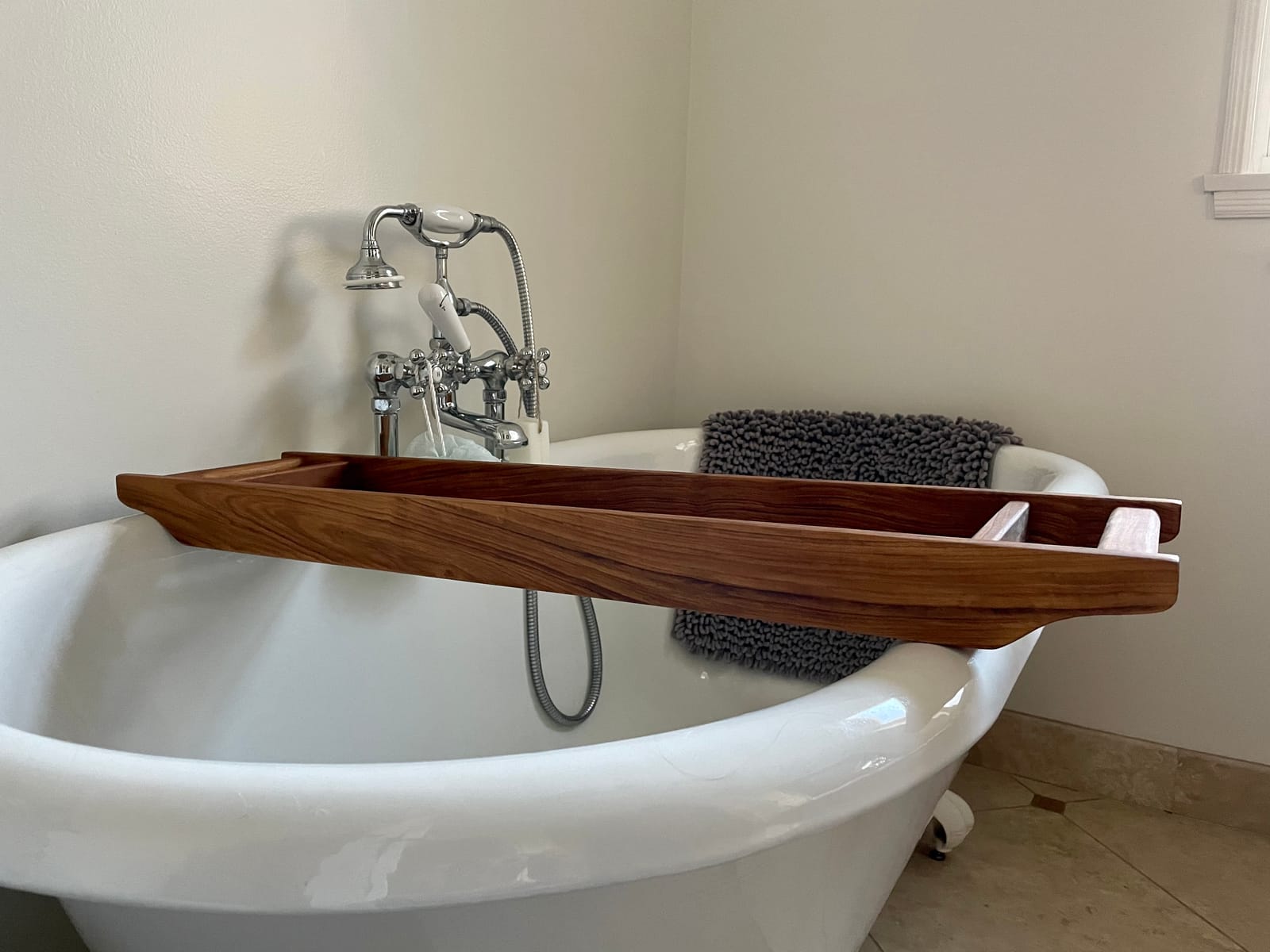 Vaske Natural Teak Wood Bathtub Caddy, 33