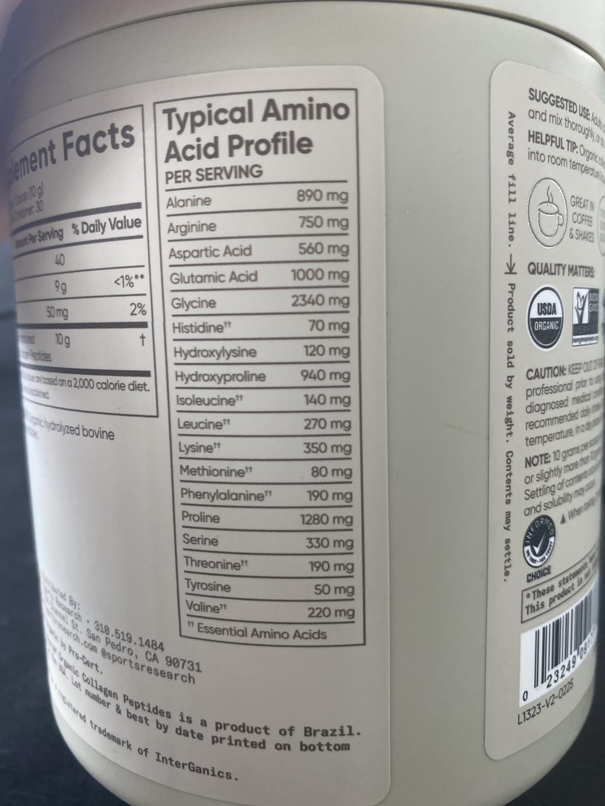 Sports Research Collagen Peptides Protein Powder, 3.9oz (Unflavored) | 11g Grass-Fed Collagen per Scoop - Hair, Skin & Joint Support - Easy to Mix in Coffee & Shakes - 10 Servings customer photo 2
