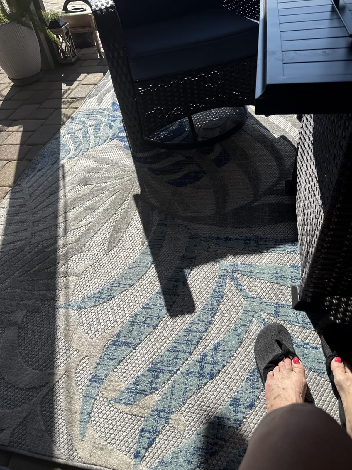 JONATHAN Y Tropics Palm Leaves Indoor Outdoor Area Rug 8X10 Gray/Blue, Durable Flat Weave, Lays Flat for Backyard, Patio, Porch, Easy-Cleaning, High Traffic, Pet-Friendly, Non-Shedding customer photo 1