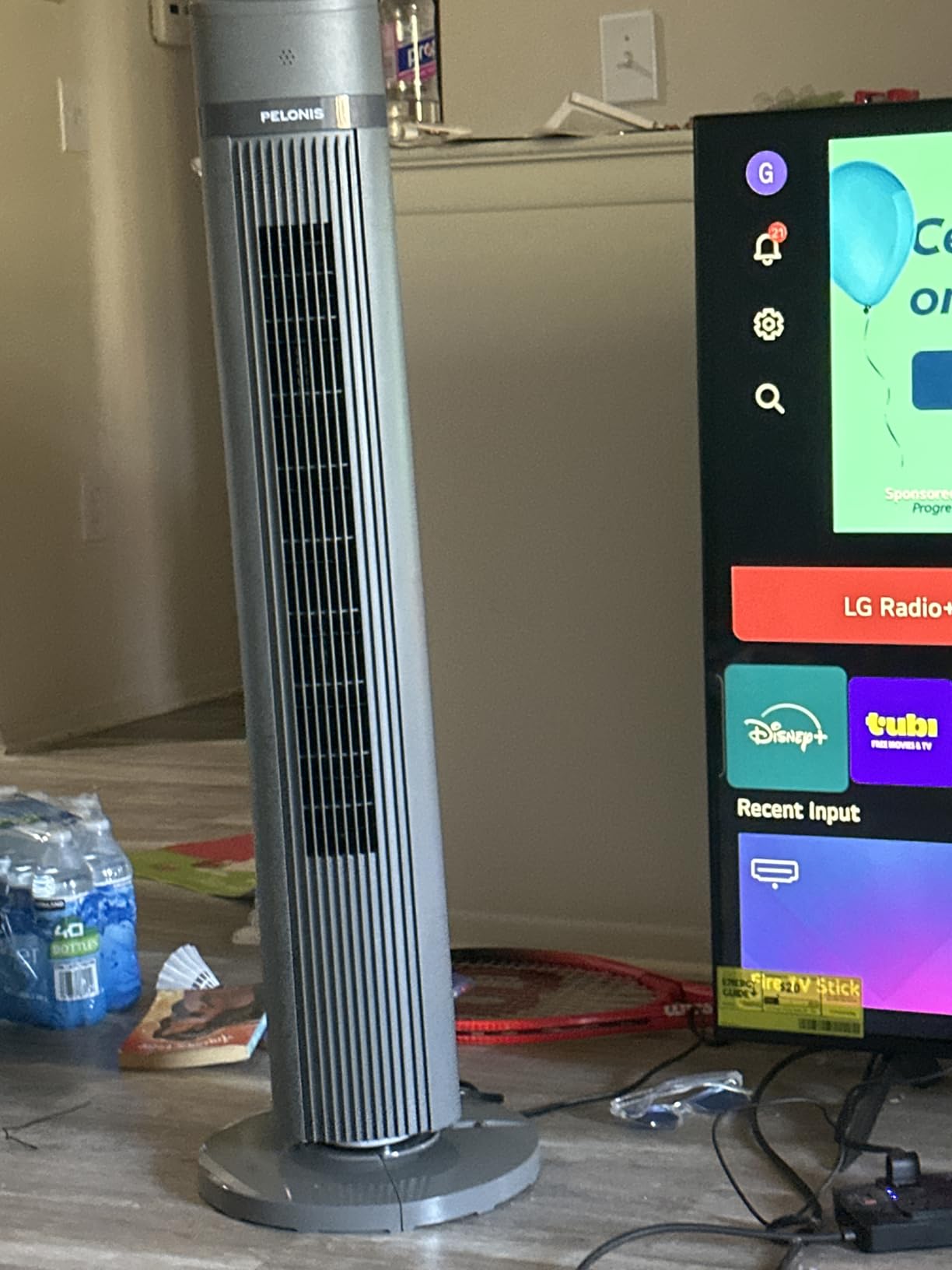 PELONIS 40-inch Bladeless Tower Fan for Bedroom, Standing Fan with Remote Control, 26ft/s, 90° Oscillation, 3 Speed Settings, 27 dB, 3 Modes, 15-Hour Timer, LED Display, Fan that Blows Cold Air, Black customer photo 1