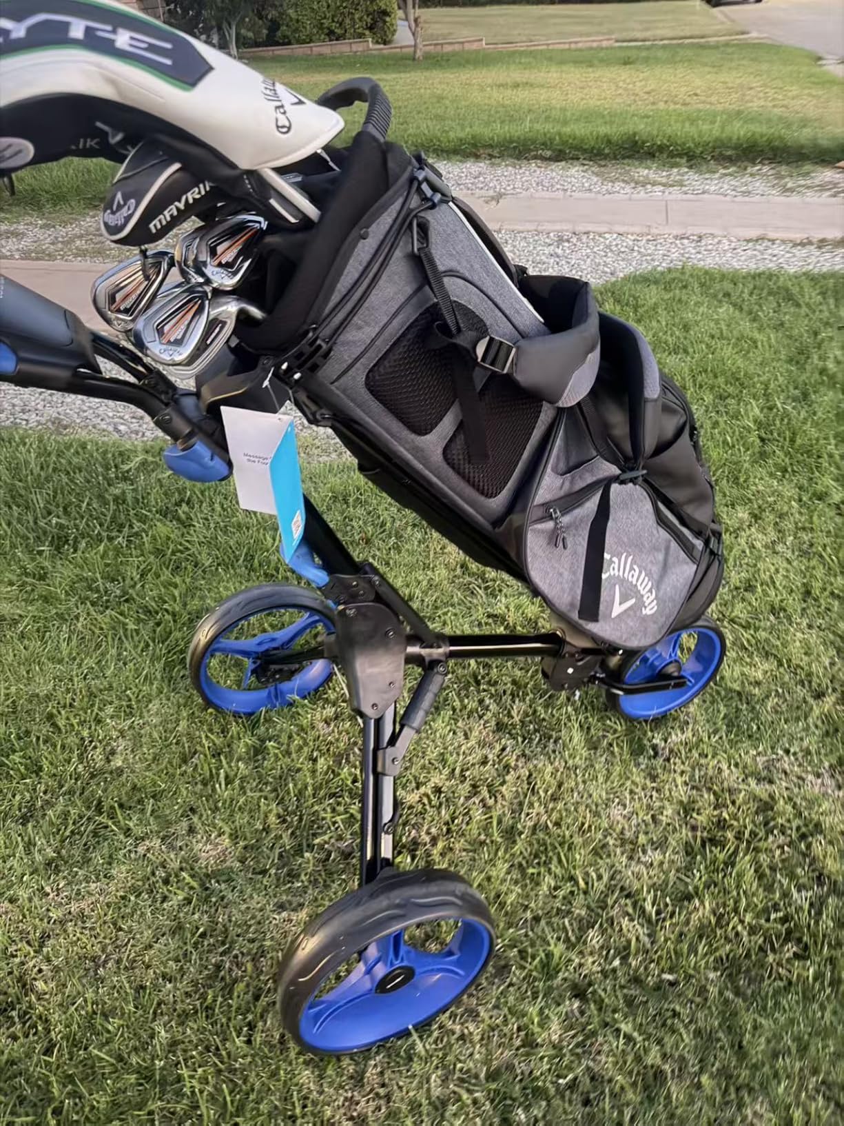 SereneLife 3-Wheel Golf Push Cart – Foldable, Adjustable Handle, Brake customer photo 2