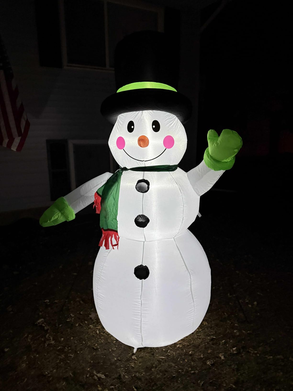 7 FT Christmas Inflatables Snowman Outdoor Yard Decorations, Christmas Blow up Snow Man with LED Lights & Black Hat, Winter Outside Decor for Holiday Party Patio Garden Lawn customer photo 1