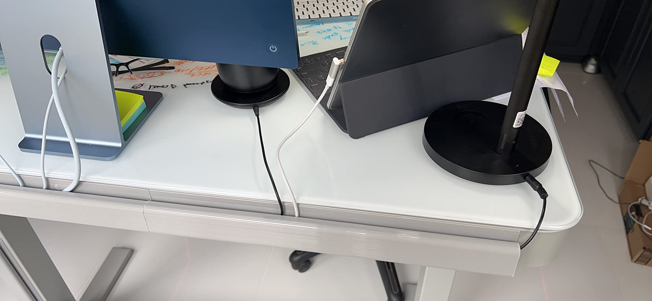 EVEO Cable Management Under Desk Kit (6 Units) - Under Desk Cable Management Cord Hider, Cable Hider Cord Management, Cable Organizer, Cable Raceway | Self-Adhesive 96'' J Channel 6X16 - Black customer photo 2