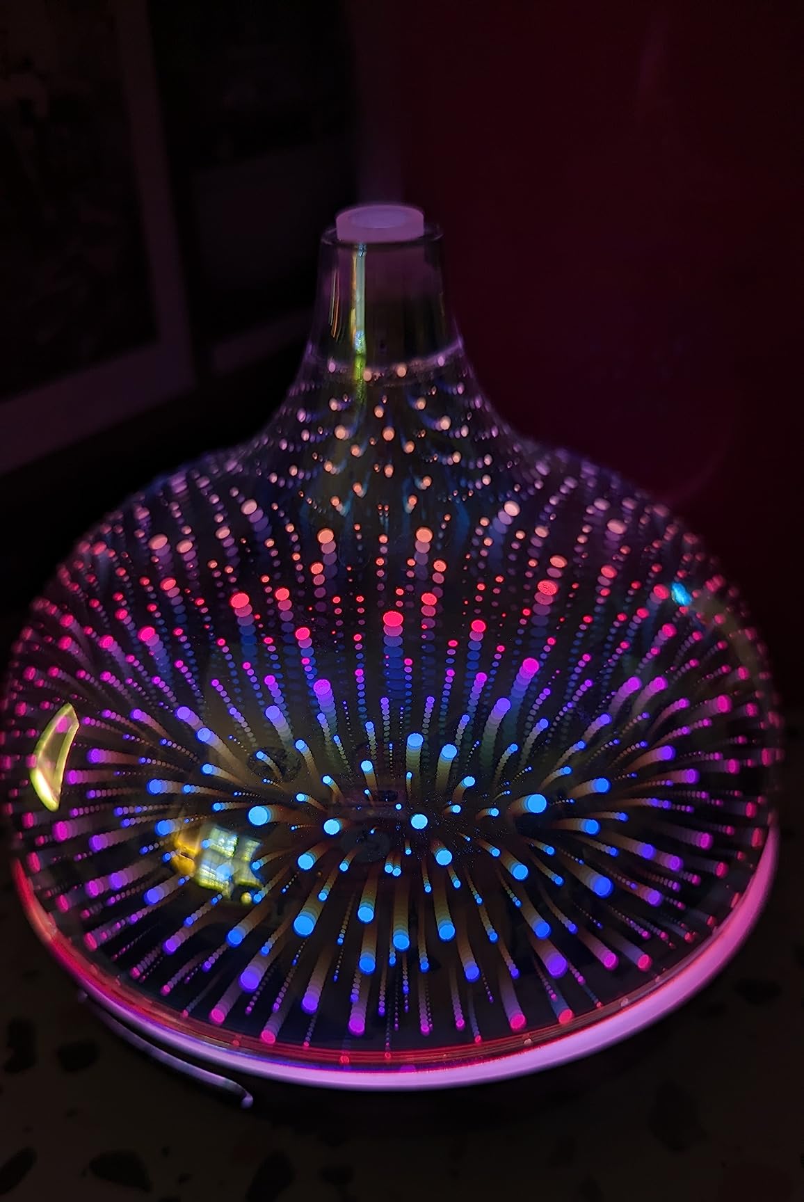 Essential Oil Diffuser 550ml Cool Mist Humidifier 3D Glass Ultrasonic Aromatherapy Humidifier with 7 Color Changing Led Lights, Waterless Auto Shut-Off, Adjustable Timer for Home Bedroom Office customer photo 1