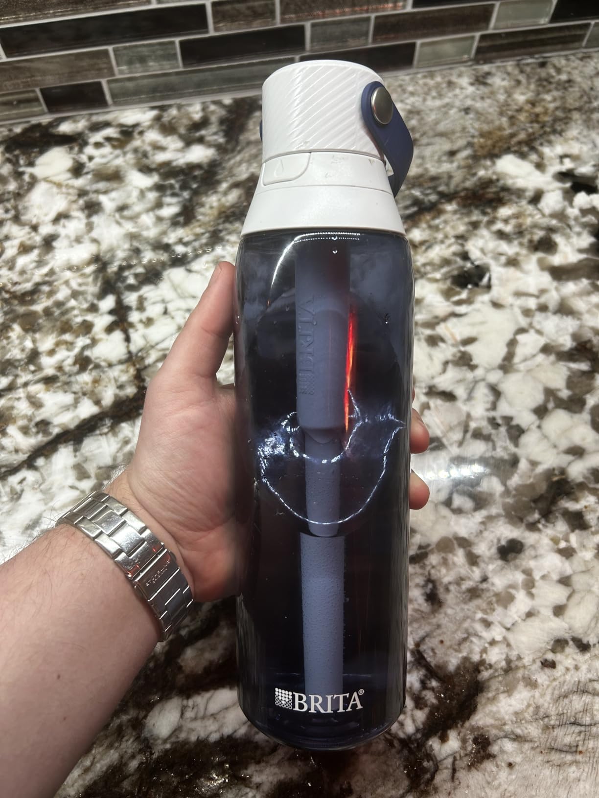 Brita Hard-Sided Plastic Premium Filtering Water Bottle, BPA-Free, Reusable, Replaces 300 Plastic Water Bottles, Filter Lasts 2 Months or 40 Gallons, Includes 1 Filter, Blush - 26 oz customer photo 2