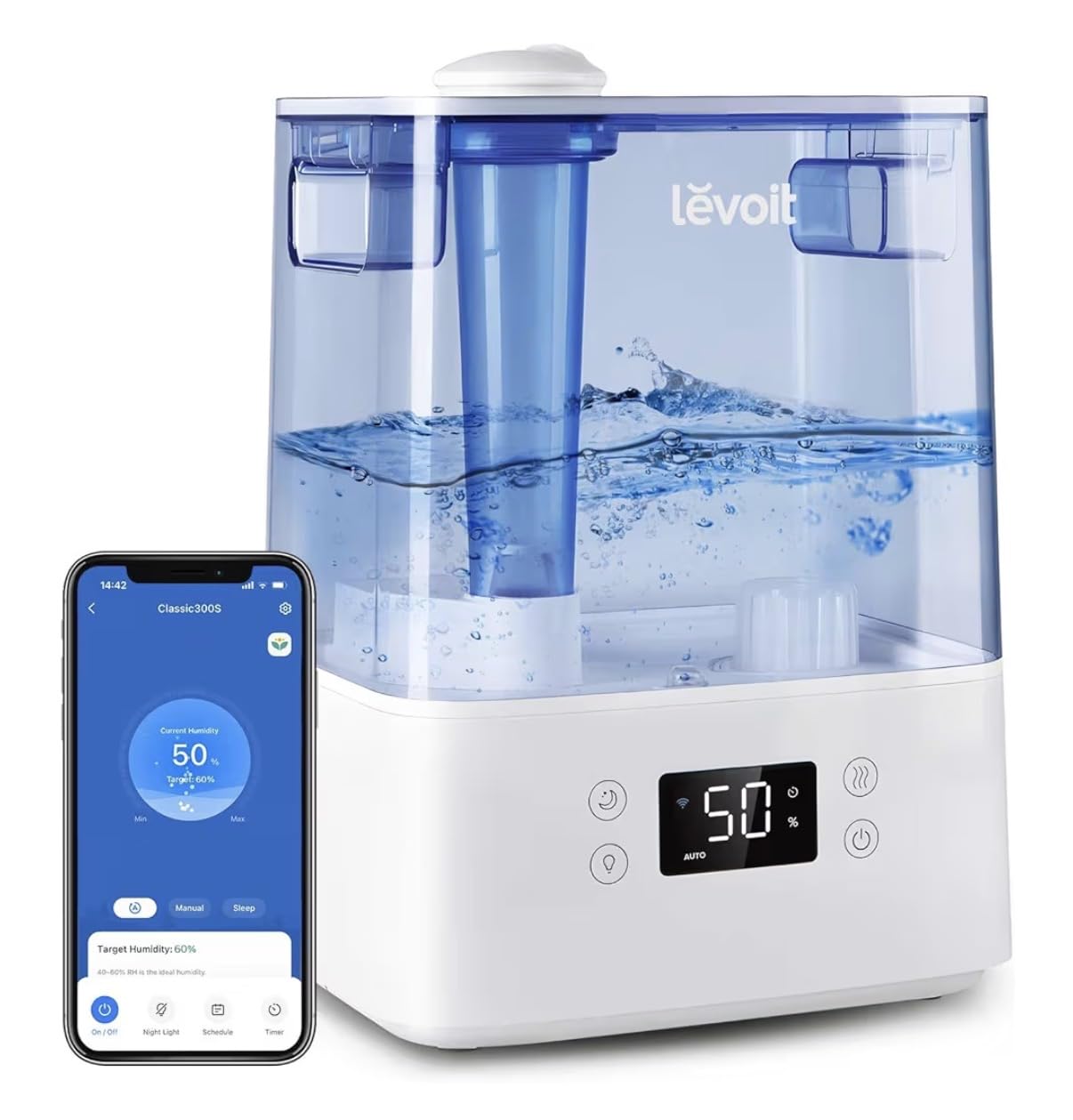 Levoit Humidifiers for Bedroom Large Room, 6L, 60H Runtime, 26dB, Smart App | Top Fill Cool Mist Humidifier for Baby & Plants, Easy to Clean, Essential Oil, Rapid Humidification & Auto Mode, Sleep Mode customer photo 2