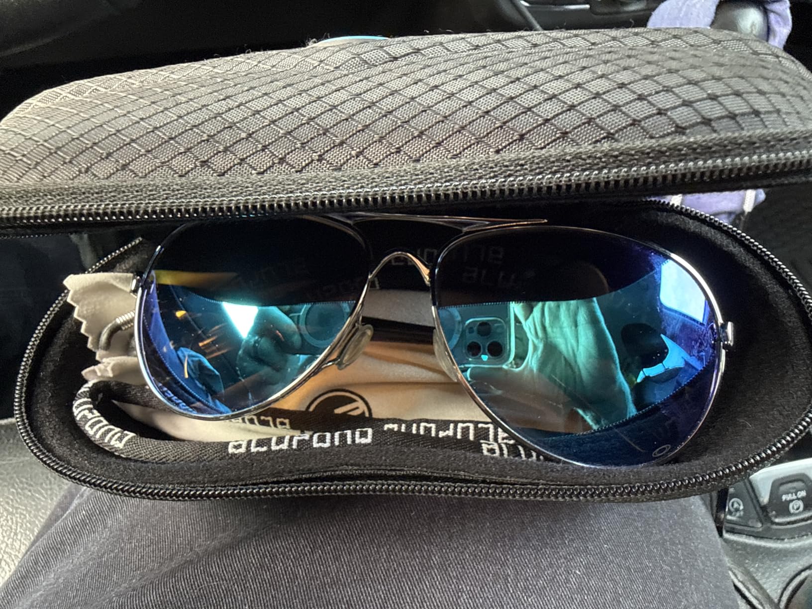 Sunglasses Case Semi Hard EVA Shell with Metal Hanging Hook Belt Clip Sun Glasses Storage customer photo 1