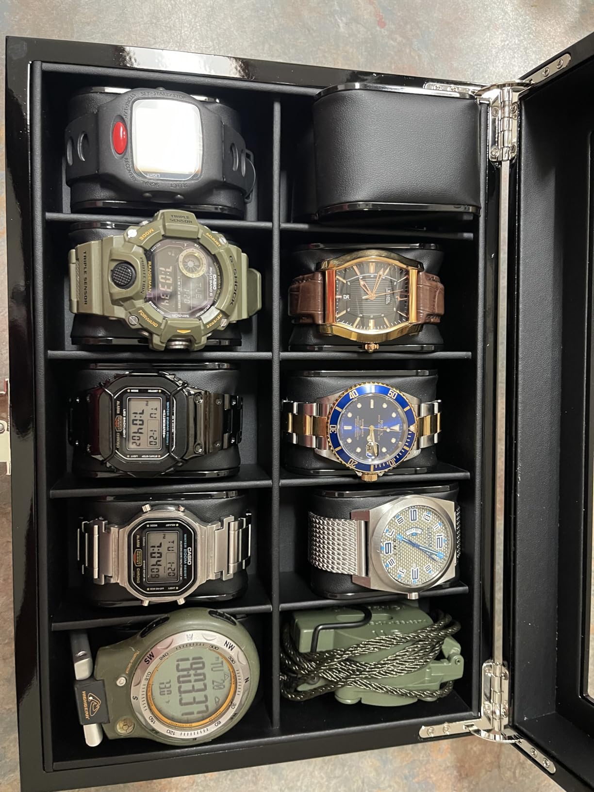 BEWISHOME High-End Watch Case 10-Slot Wooden Watch Box with Large Glass Lid customer photo 2