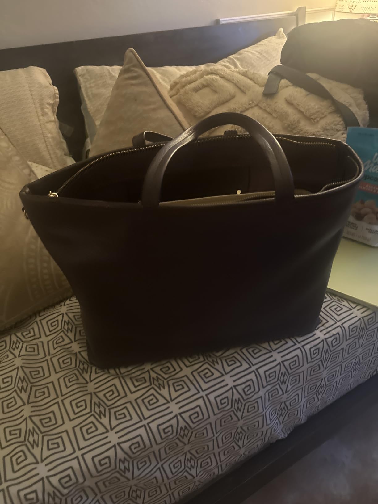 Purse Organizer Insert for Handbags & Base Shaper 2pc Set, Felt Neverfull MM Organizer Insert, Tote Bag Organizer with Zipper Pocket and Bottle Holder, Fit Speedy 30 Neverfull MM and More, Beige-L customer photo 2