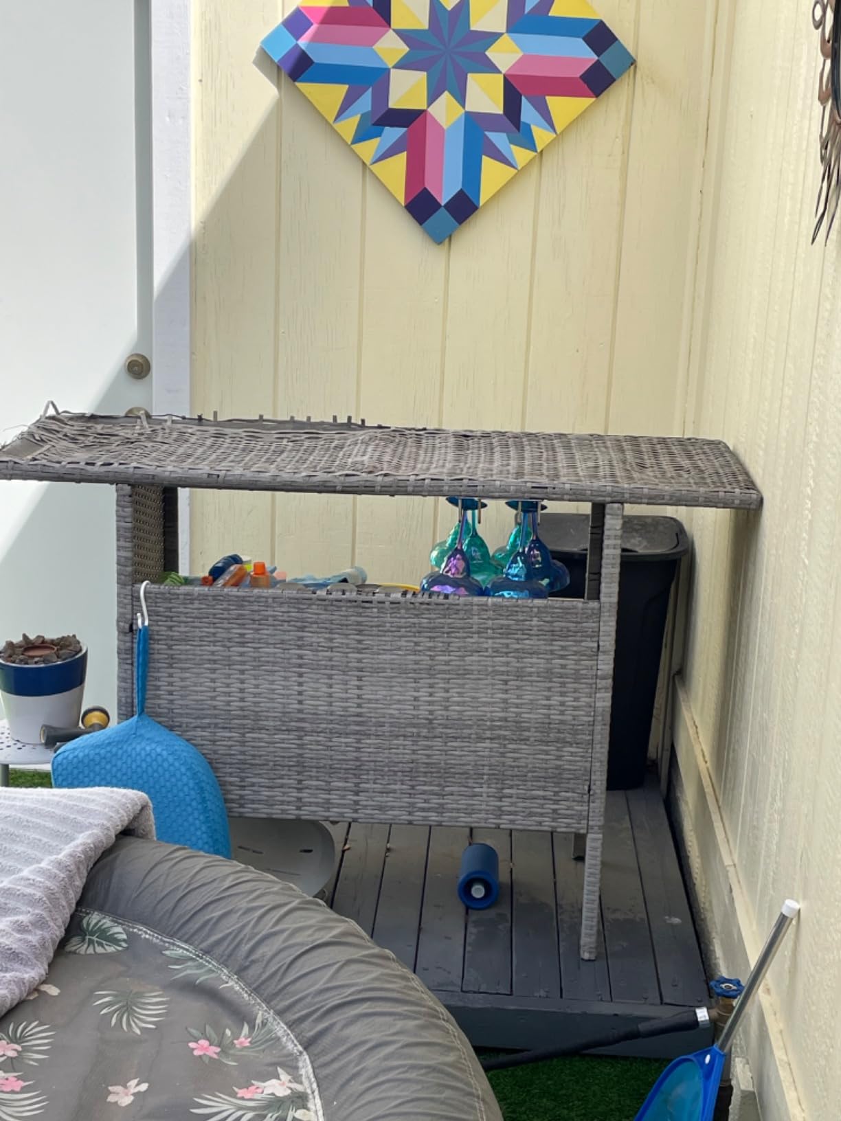 Best Choice Products Outdoor Patio Wicker Bar Counter Table Backyard Furniture w/ 2 Steel Shelves and 2 Sets of Rails - Gray customer photo 2