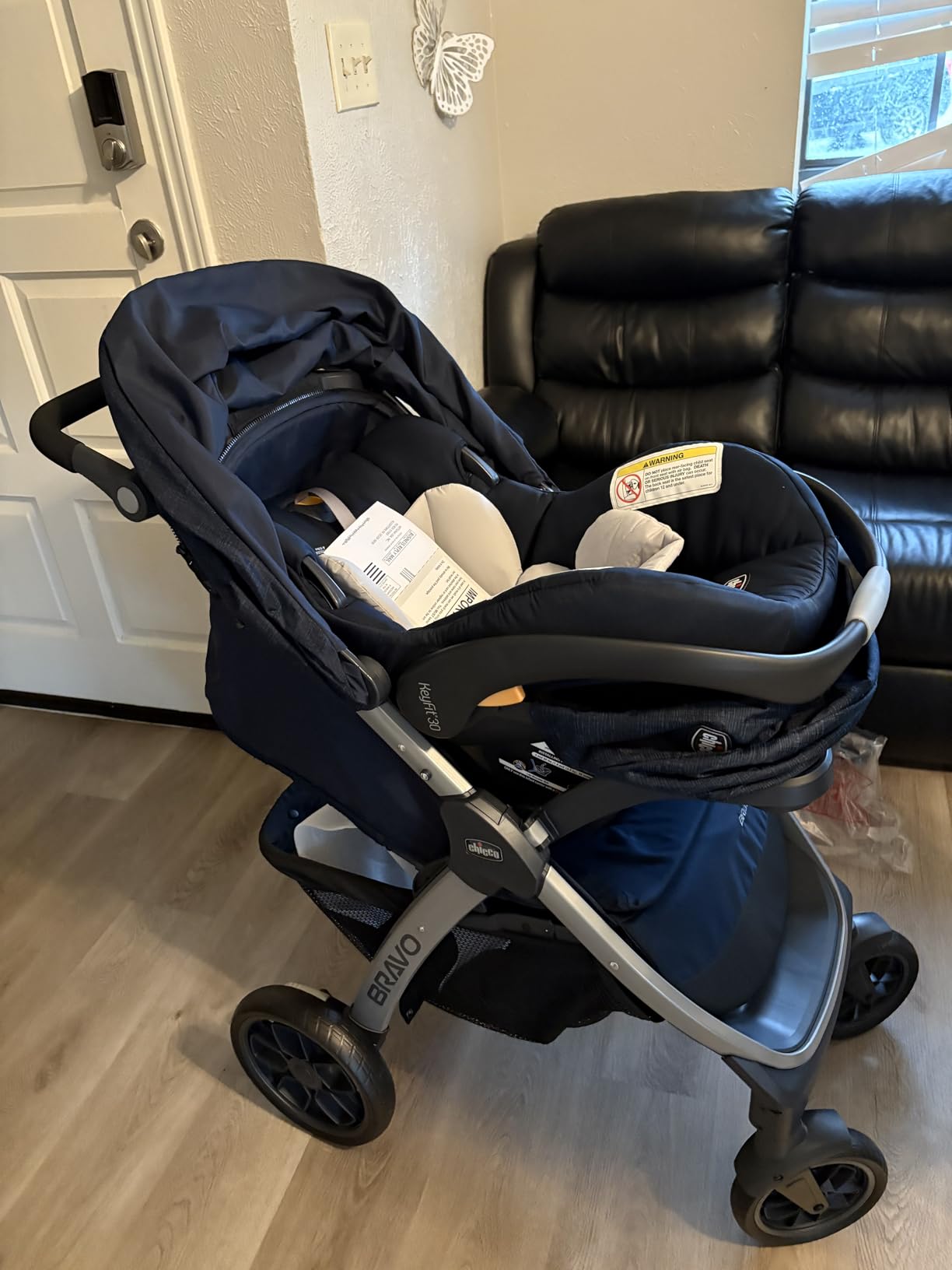 Chicco Bravo 3-in-1 Travel System, Quick-Fold Stroller with Car Seat | Camden/Black, KeyFit 30 car seat, 3 modes, UPF 50+ canopy, one-hand fold, all-wheel suspension, baby travel stroller customer photo 2