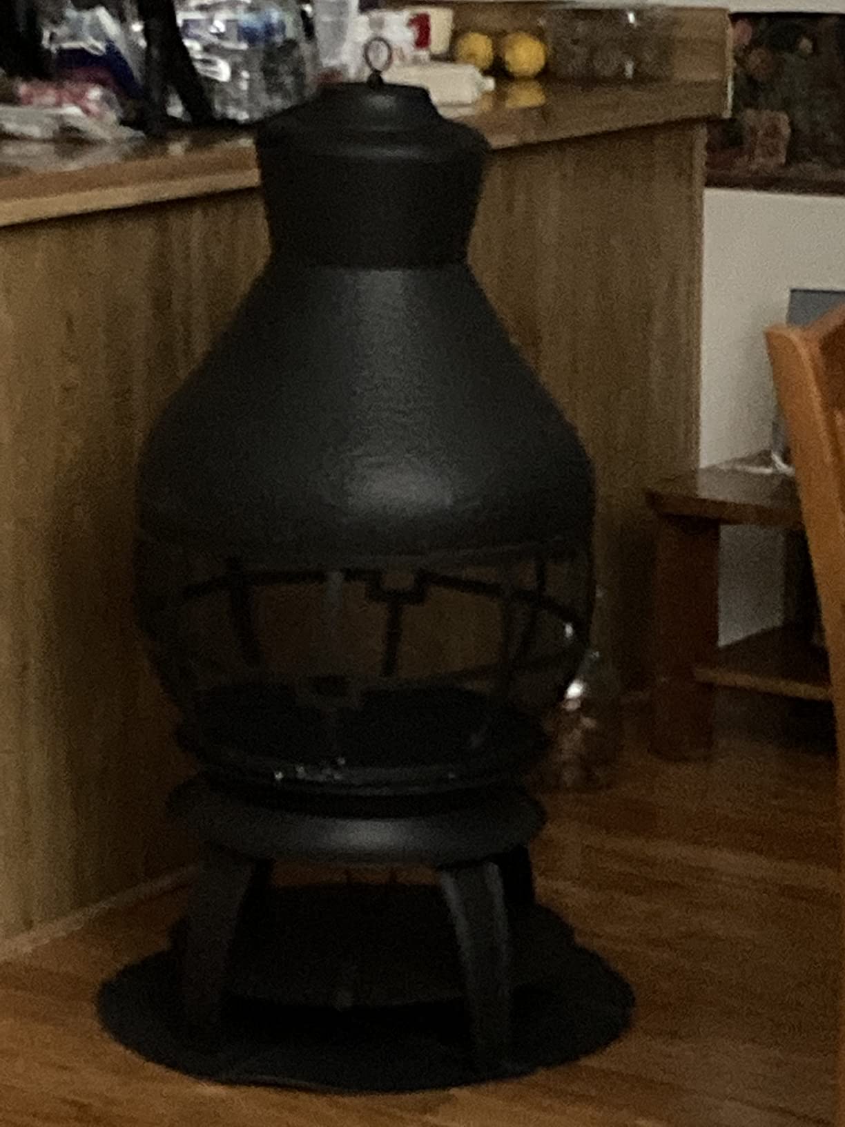 Giantex Wood Burning Chiminea, Heavy Duty Fireplace Chiminea for Patio | Wood Fire Pit w/ 2-piece Log Grate, Premium Rain Cap & Fire Poker, 360 Degree Fire Retardant Mesh Cover customer photo 2