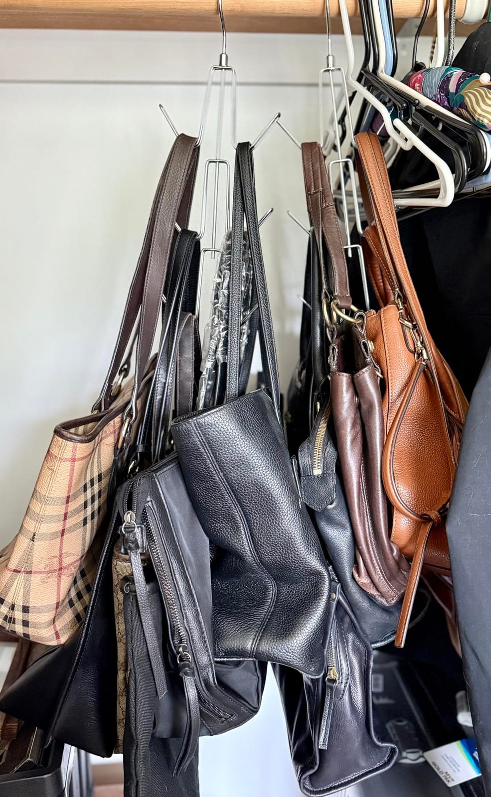 ZEDODIER 2 Pack Purse Hanger, Purse Organizer for Closet, Holds 12 Bags | Metal Hanging 12 Hooks Handbag Holder for Bag Storage, 360° Rotating Design Keeps Purses Visible and Easy to Access, Silver customer photo 2