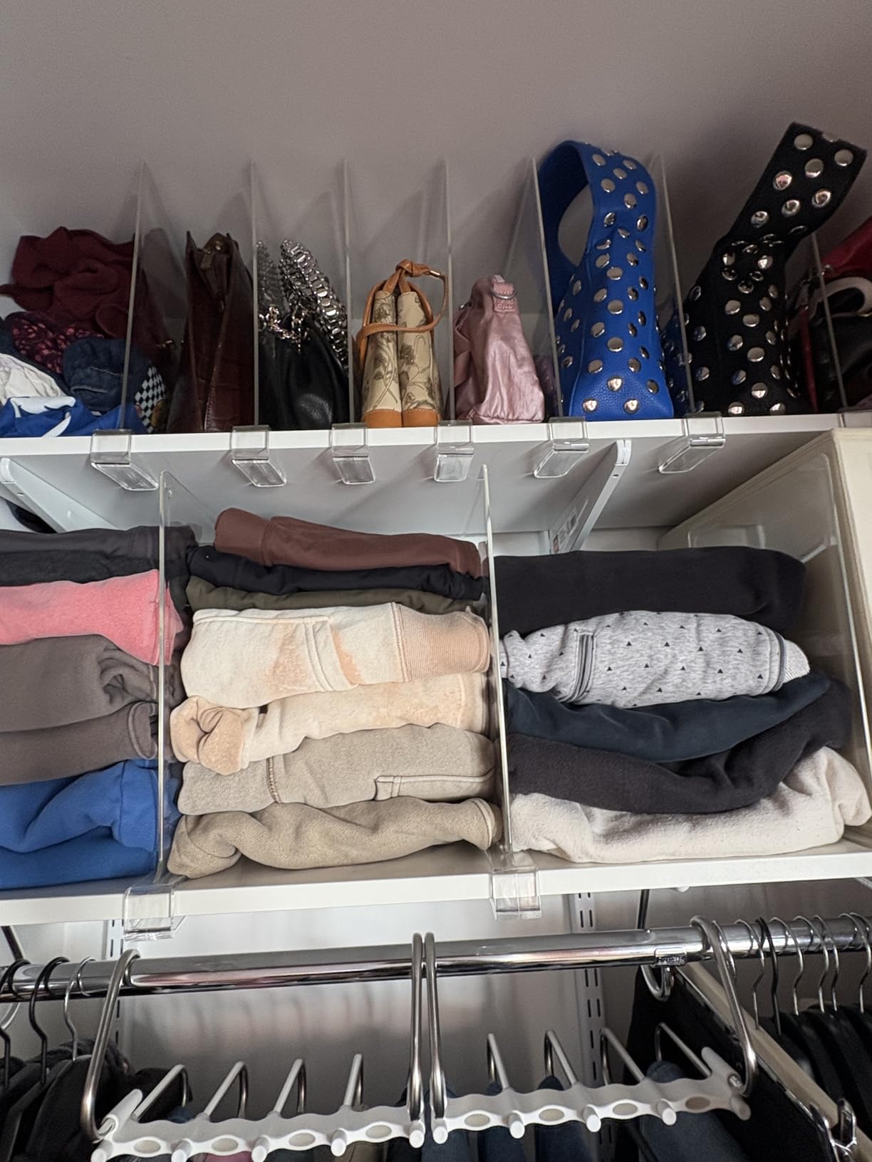 HBlife 6 Pack Closet Organizers and Storage, Clear Shelf Dividers, Vertical Purse Organizer for Closet Perfect for Sweater, Shirts, Handbags customer photo 2