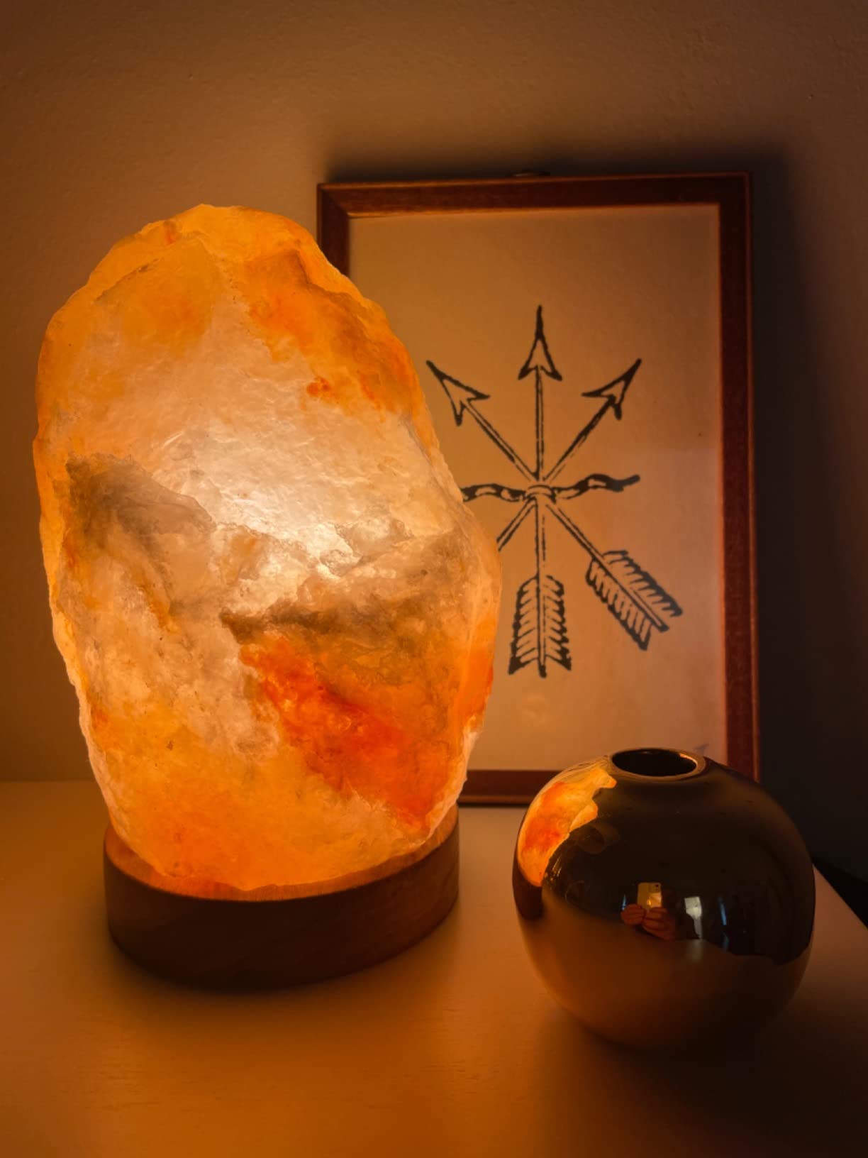 Natural Himalayan Salt Lamp; Large Hand Carved Natural Chunk | 100% Authentic Pink Crystal Rock Salt from Himalayan Mountains; Dimmer Cord; 12 lbs customer photo 2