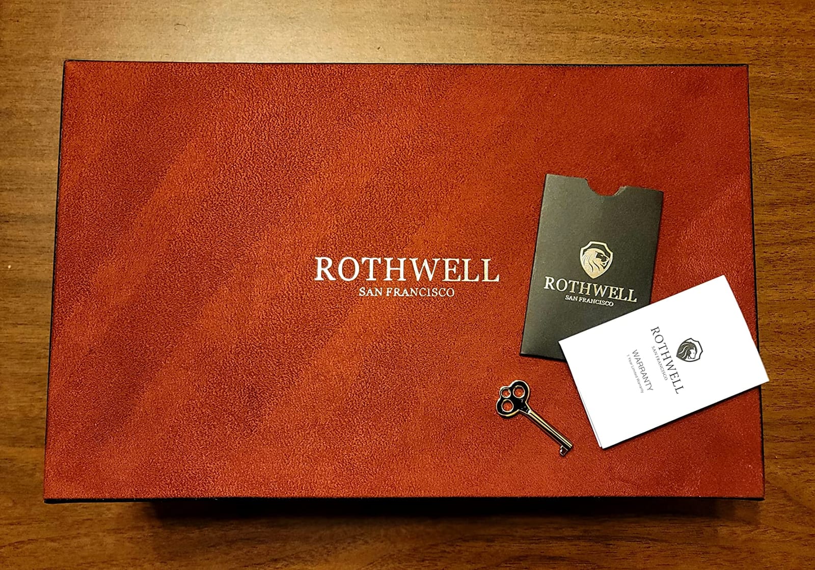 ROTHWELL 10 Slot Leather Watch Box, Blue/Tan customer photo 1