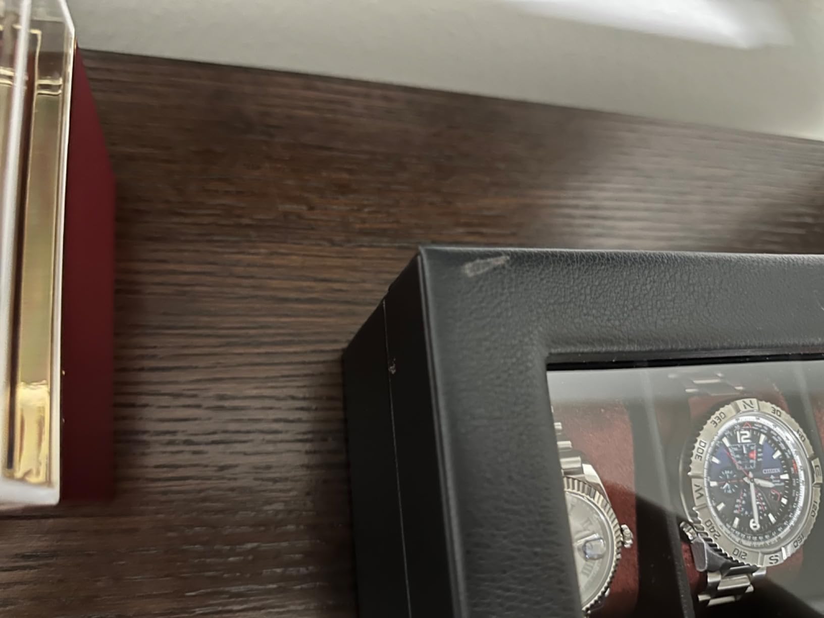 ROTHWELL 10 Slot Leather Watch Box, Blue/Tan customer photo 2