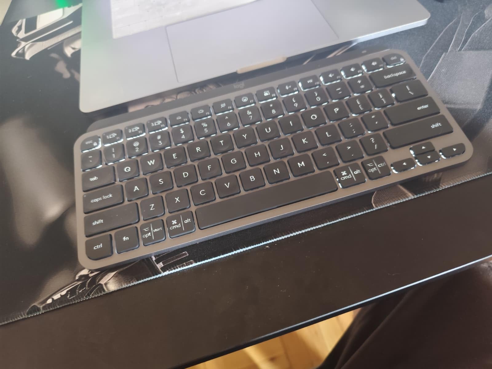 Logitech MX Keys Mini Minimalist Wireless Illuminated Keyboard - Graphite | USB-C rechargeable, pairs with 3 devices via Bluetooth, Smart keys flow, compatible with macOS/ iOS/Windows/Linux/Android customer photo 1