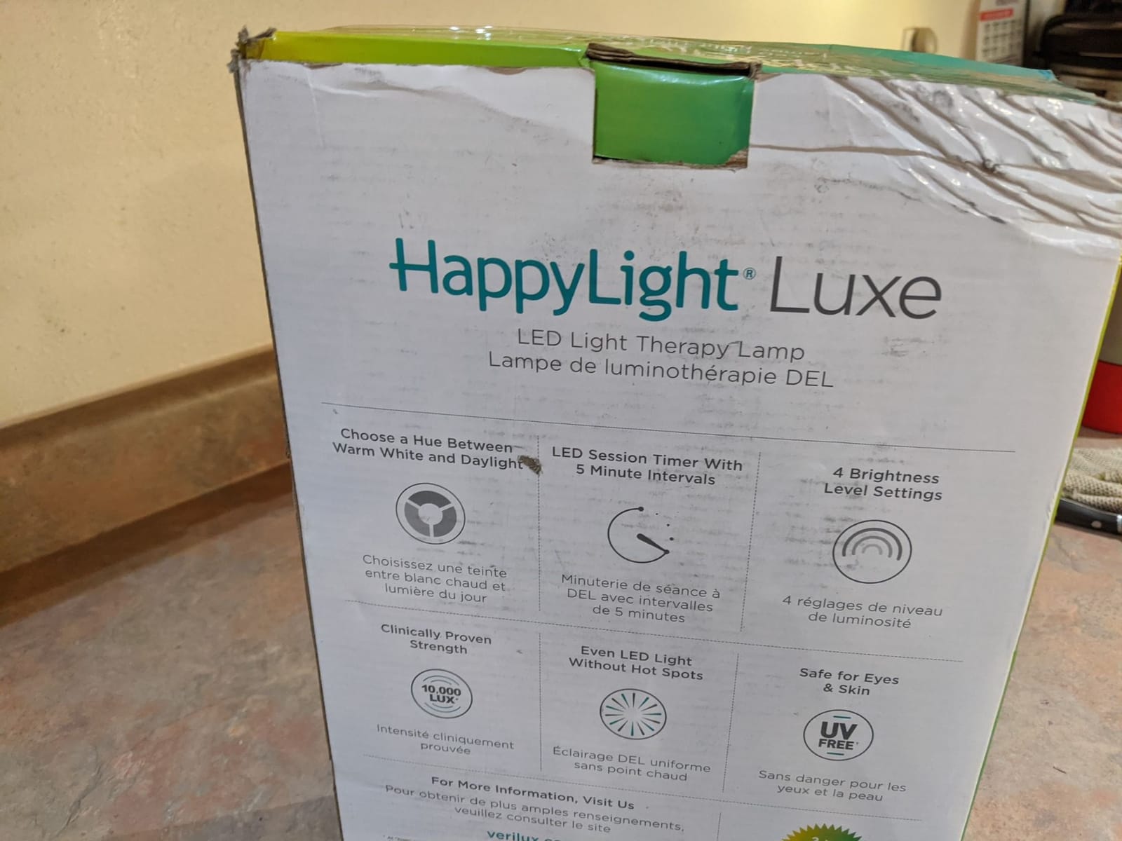 Verilux HappyLight Luxe - Light Therapy Lamp with 10,000 Lux, UV-Free, LED Bright White Light with Adjustable Brightness, Color, Countdown Timer, & Stand - Boost Mood, Sleep, Focus (Champagne Gold) customer photo 2