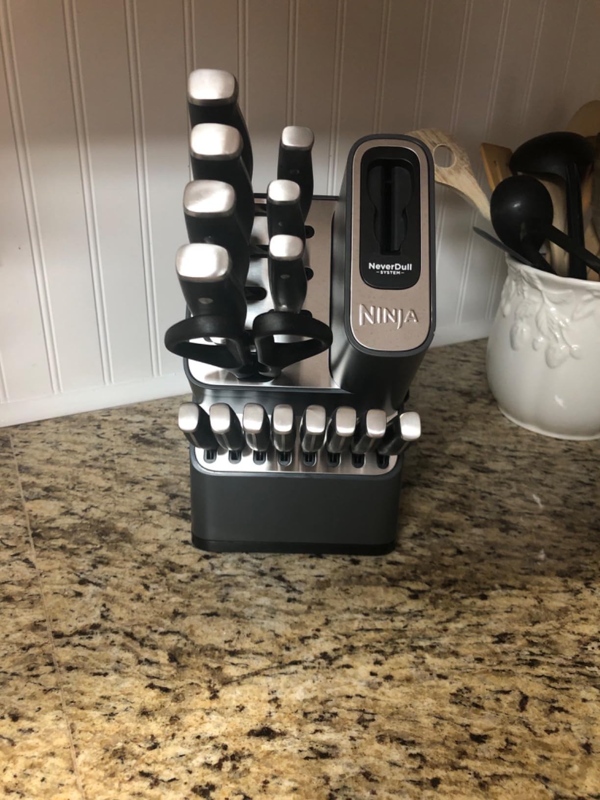 Ninja NeverDull 17-Pc Knife Block Set, Built-in Sharpener, Black, K32017 | Stays razor-sharp 10+ years. Rust-resistant German stainless steel blades. Few swipes of the foolproof sharpener restore edge customer photo 2