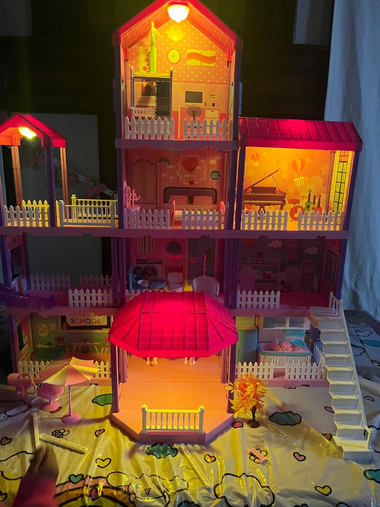 beefunni Doll House, Dollhouse with 4 Stories-11 Rooms, 2 Dolls and Lights | and Furniture Accessories Princess Dollhouse Toy Gifts for 3 4 5 6 7 8+ Year Old Girls customer photo 1