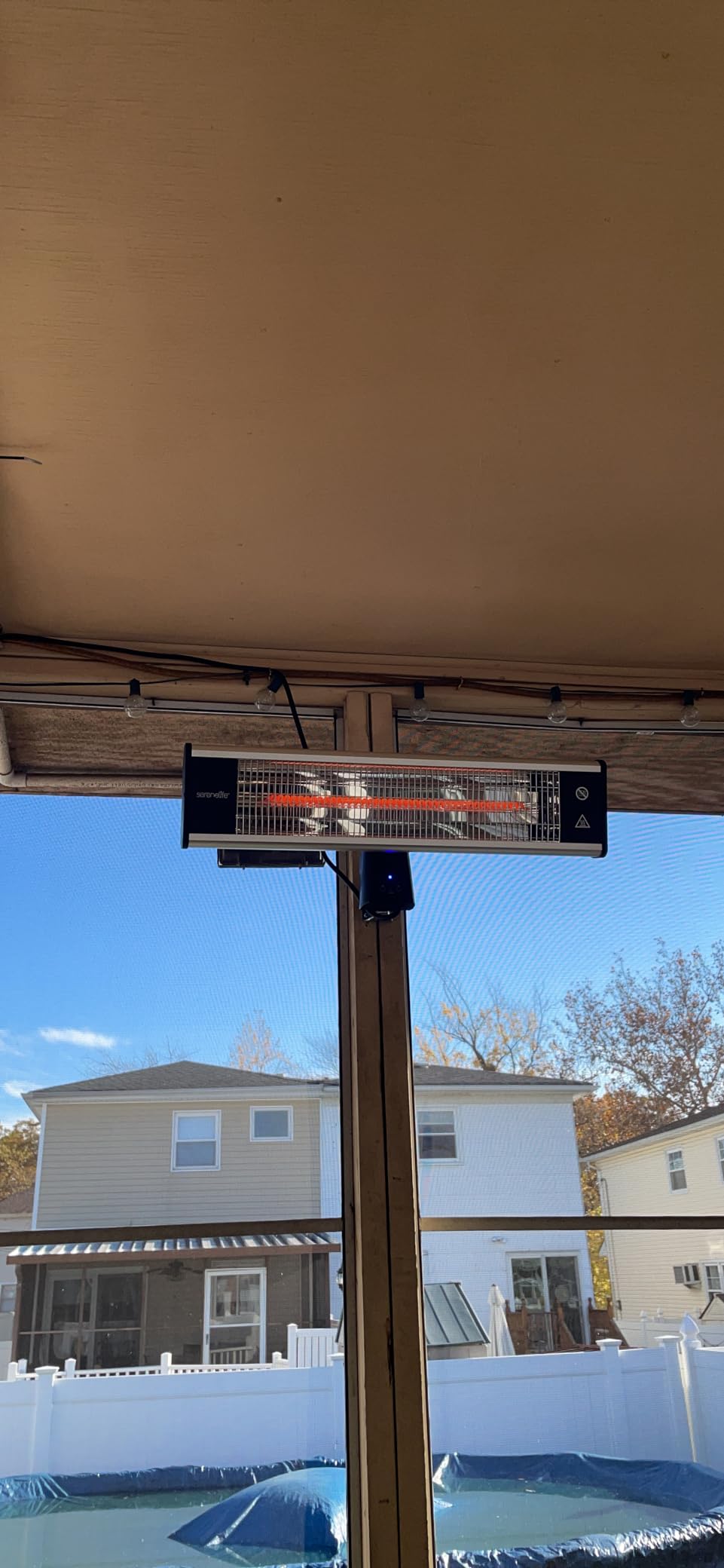 SereneLife Infrared Patio Heater, Wall-Mounted Electric Heater with Remote Control, 1500W, IP65 Approved, Odorless, Indoor/Outdoor for Patio, Restaurant, Backyard, Garage, Decks customer photo 1