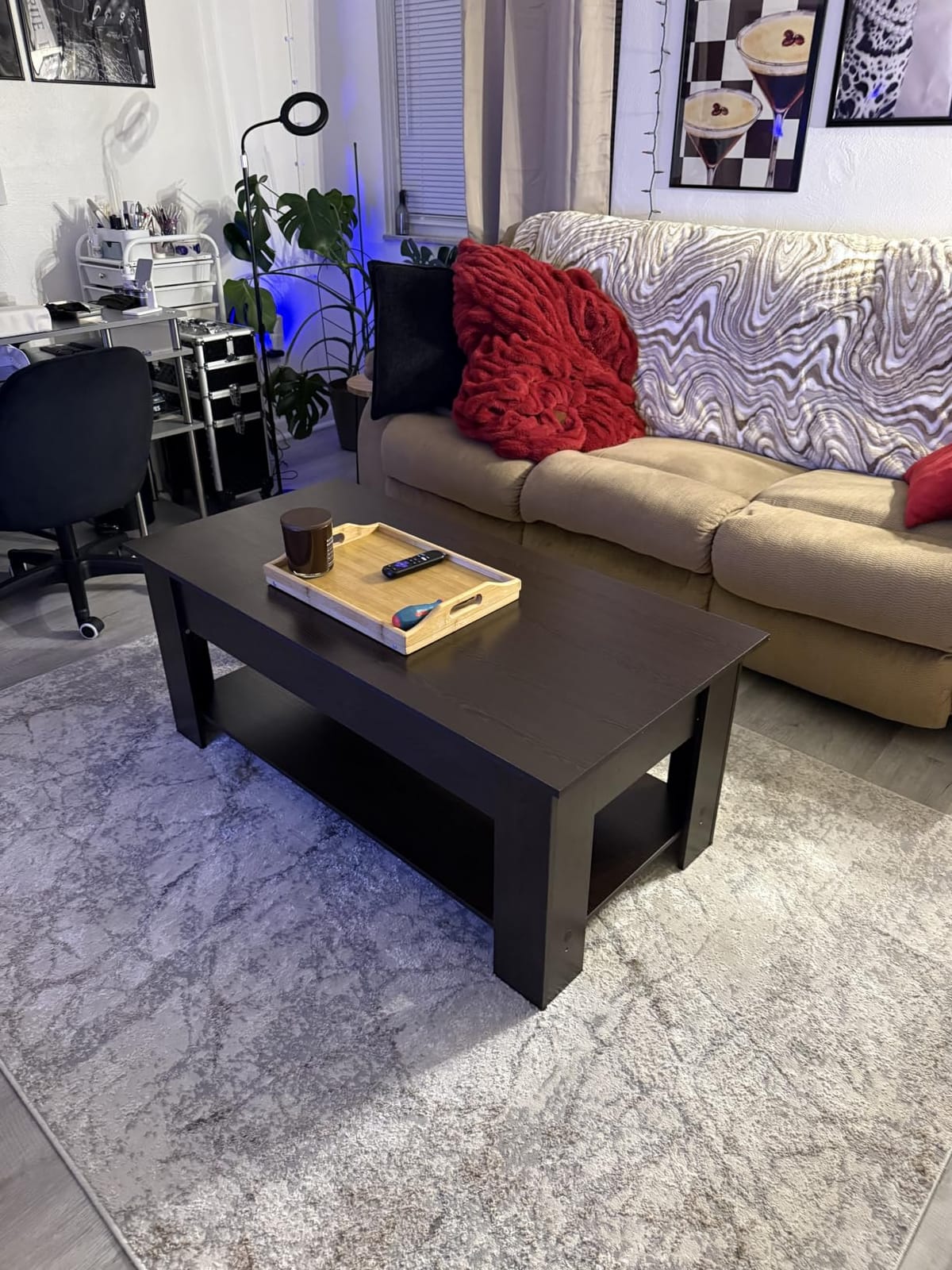 Yaheetech Lift Top Coffee Table with Hidden Storage & Lower Shelf, 38.6