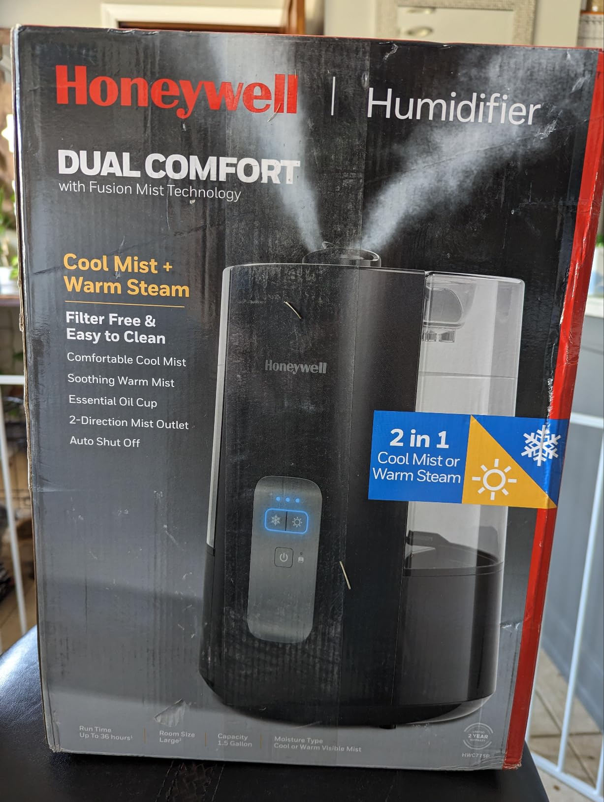 Honeywell Dual Comfort Cool + Warm Mist humidifier, Black, HWC775B | Humidifier for Bedroom, Office, Living Room and Home. Provides Temporary Relief from Dry air discomforts customer photo 2