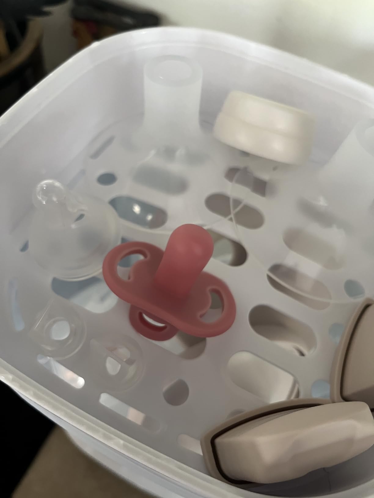 Grownsy Compact Baby Bottle Sterilizer and Dryer with Fast Sanitization | Time Saving, Holds 5 Bottles & Pump Parts, 3 Modular Modes, Easy Operation, Sterile Storage for Home & Travel Use, Grey customer photo 2