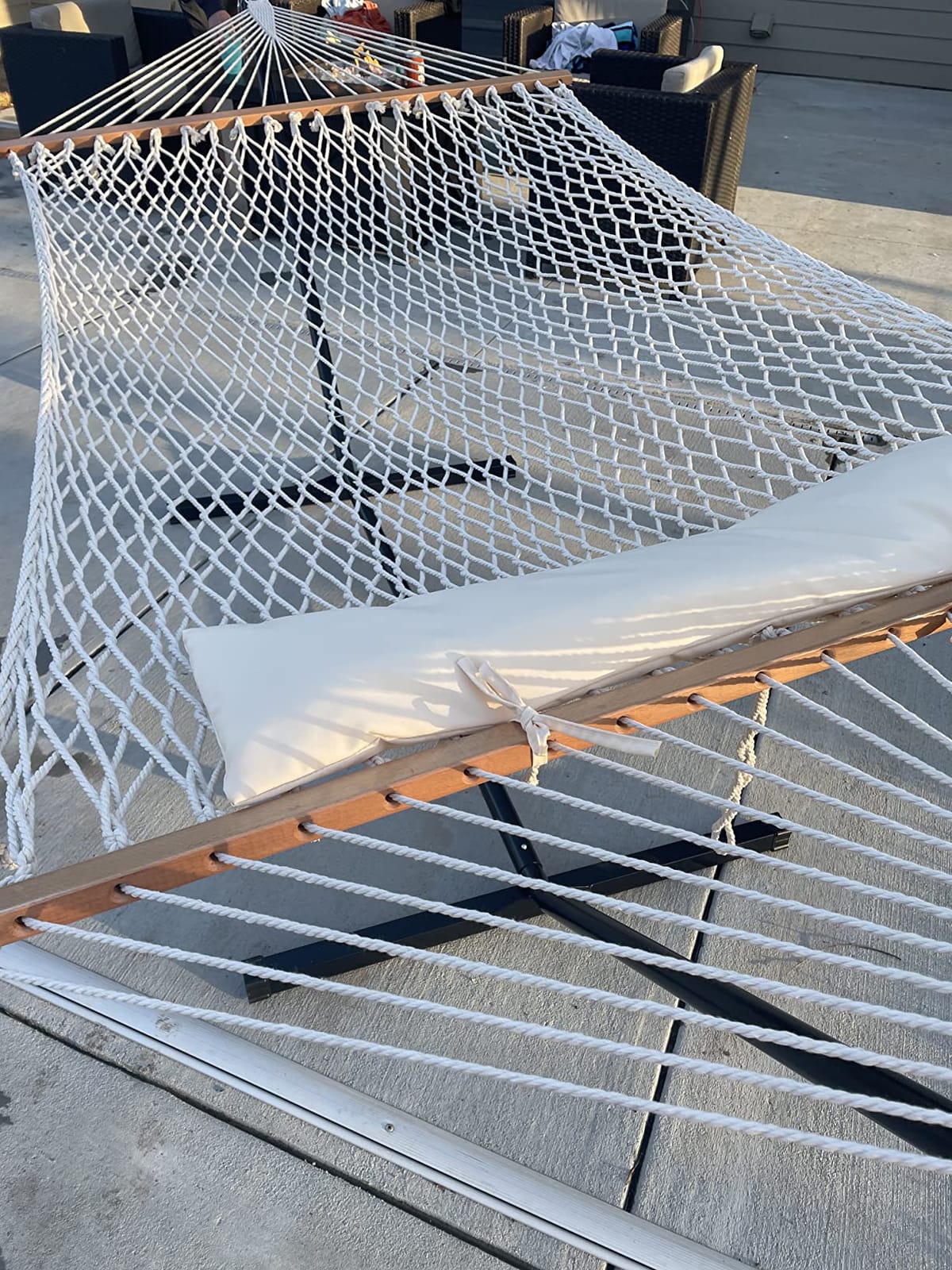 SUNCREAT Double Outdoor Hammock with Stand, Carrying Bag, Dark Gray | Two Person Cotton Rope Hammock with Polyester Pad customer photo 2