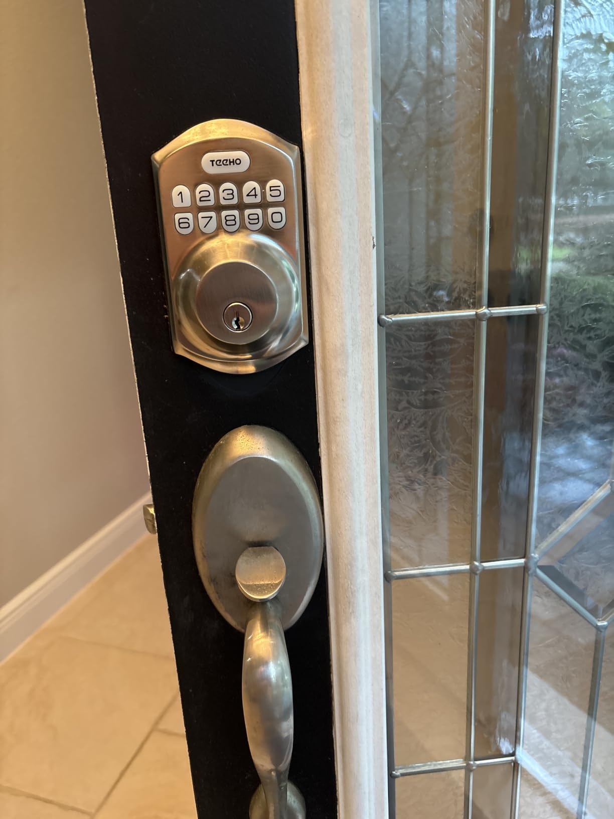 TEEHO TE001 Keyless Entry Deadbolt with Keypad for Front Door, Satin Nickel | ANSI Grade 3 Security, 20 User Codes, Low Battery Alert, IP54 Waterproof, One Touch Lock, Anti-Peep Password & 2 Backup Keys customer photo 1