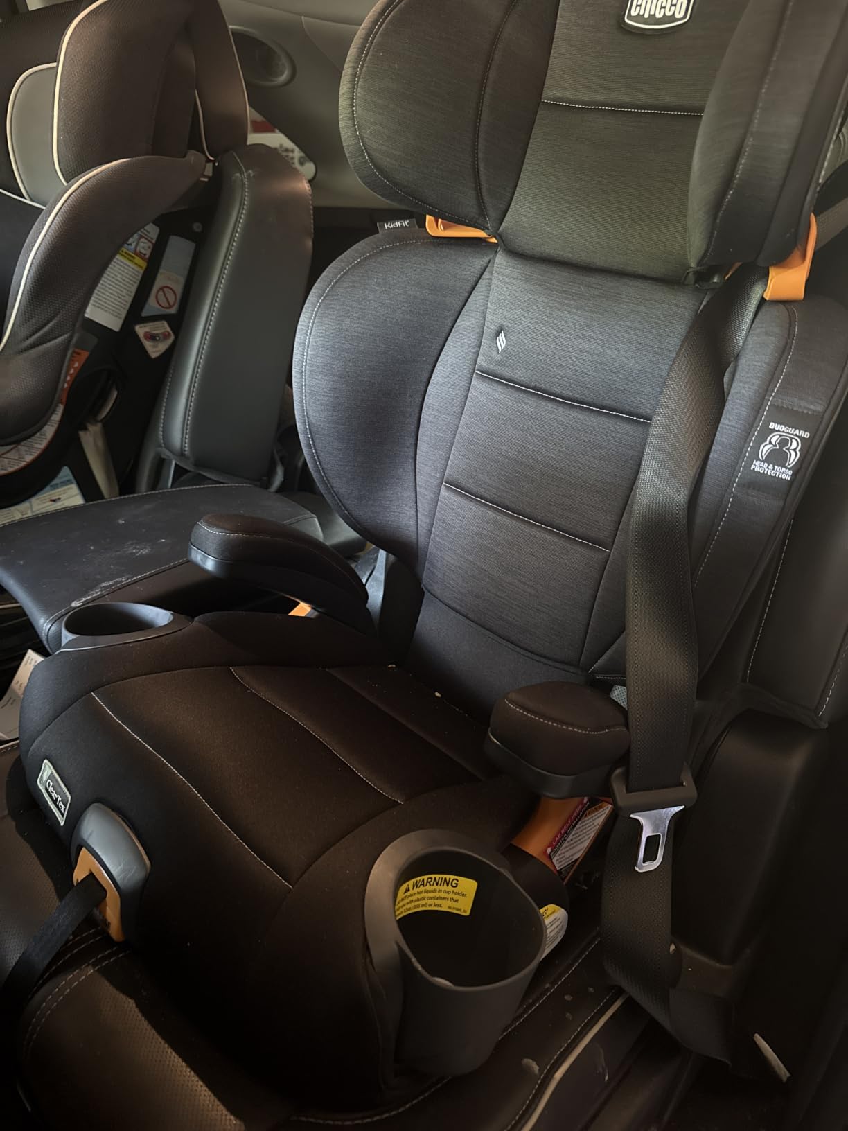 Chicco KidFit ClearTex Plus 2-in-1 Belt-Positioning Booster Car Seat, Obsidian/Black, belt-positioning booster seat, ages 4+, 40-100 lbs, DuoGuard protection, ErgoBoost foam, flame retardant-free customer photo 1